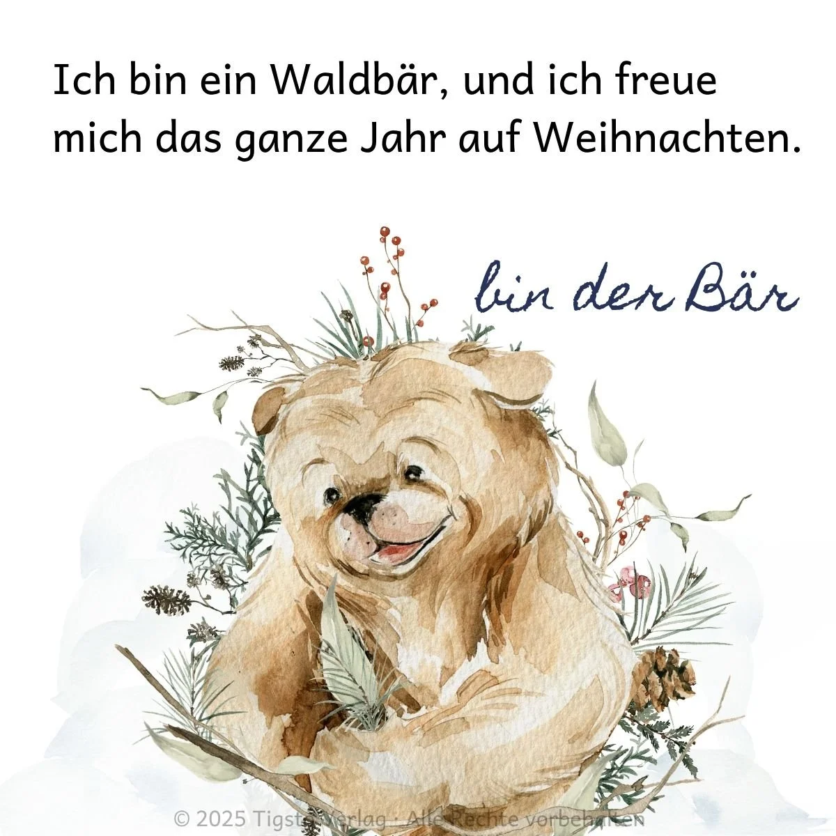 Wald Bär am Beginn der Kindergeschichte „Weihnachten kommt bald“.