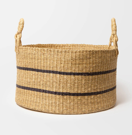 Bolga Floor Basket - Striped