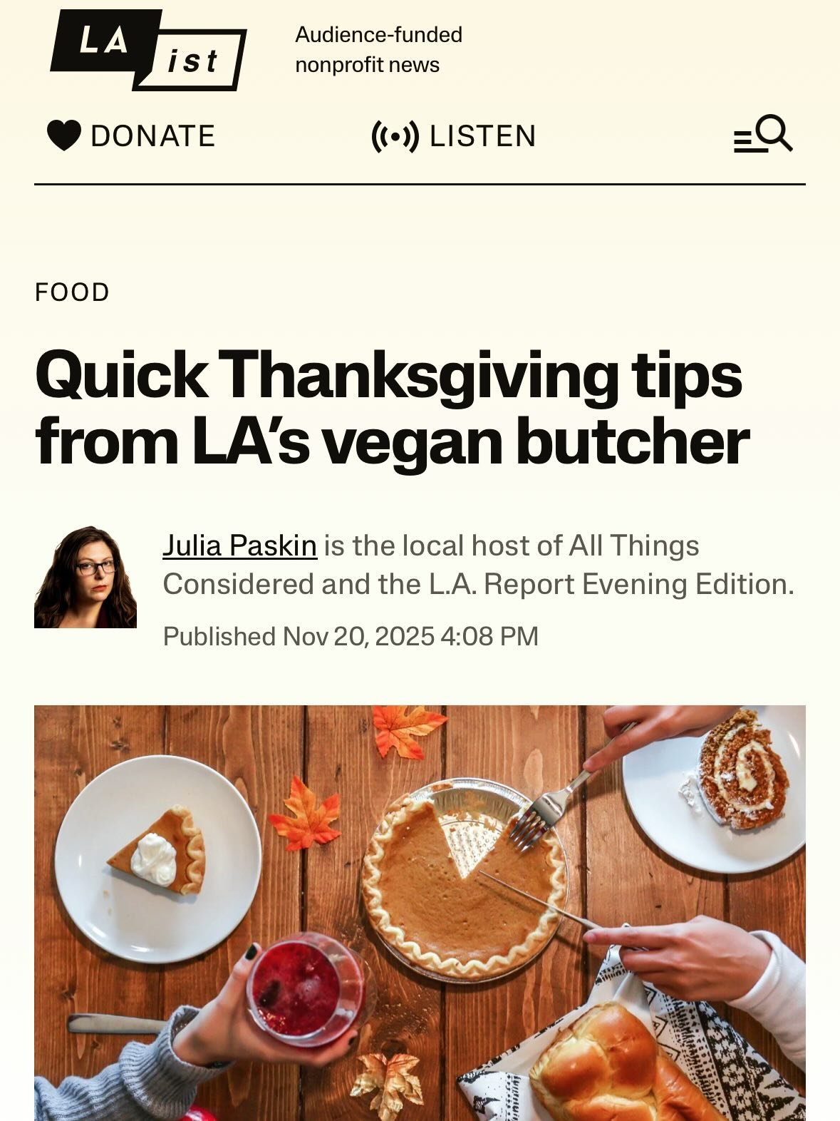Excerpts from Maciel&rsquo;s Thanksgiving radio interview with @laistofficial. Thank you, @paskinsayswords !

Only one day left to get your Thanksgiving meal ordered! Link in bio. 

#veganthanksgiving #plantbasedthanksgiving