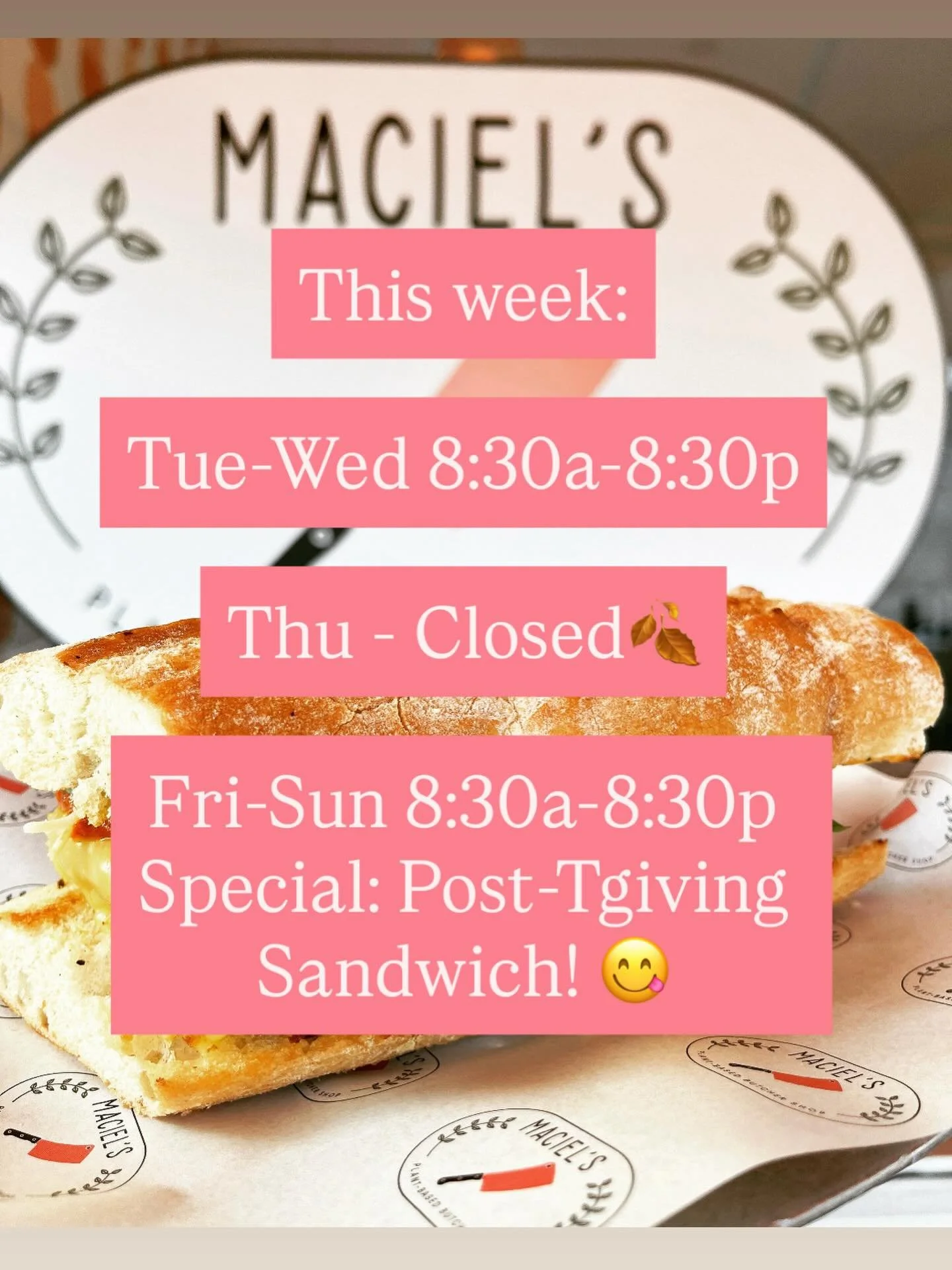 Stock up on your meats &amp; cheeses for the holiday then come by for a big, messy Post-Thanksgiving Sandwich over the weekend! 🧡

#thanksgiving #veganthanksgiving #plantbasedthanksgiving #thanksgivingsandwich