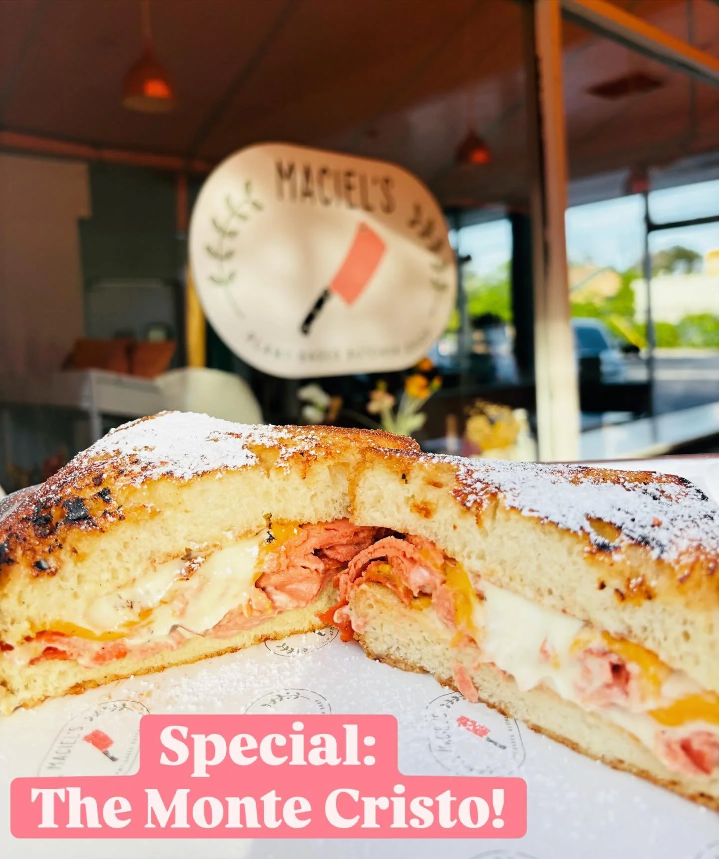 Valentine&rsquo;s Weekend Special! The Monte Cristo - house-made ham, melted cheddar, mayo, dijon, on French Toast with powdered sugar and a strawberry dipping jam🍓🤤❤️

Available all day Fri-Sun!

#montecristo #plantbased #vegan #valentinesday #san