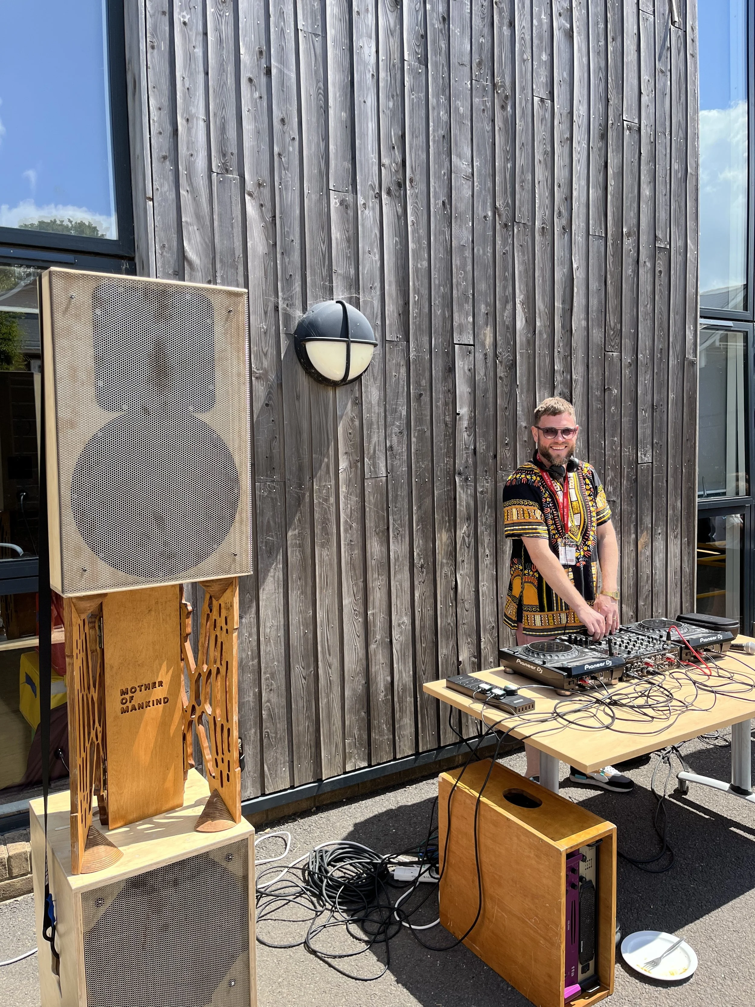 Playing some tunes at the local middle school as part of their arts festival to inspire creativity.  Had 200 kids dancing in the playground!