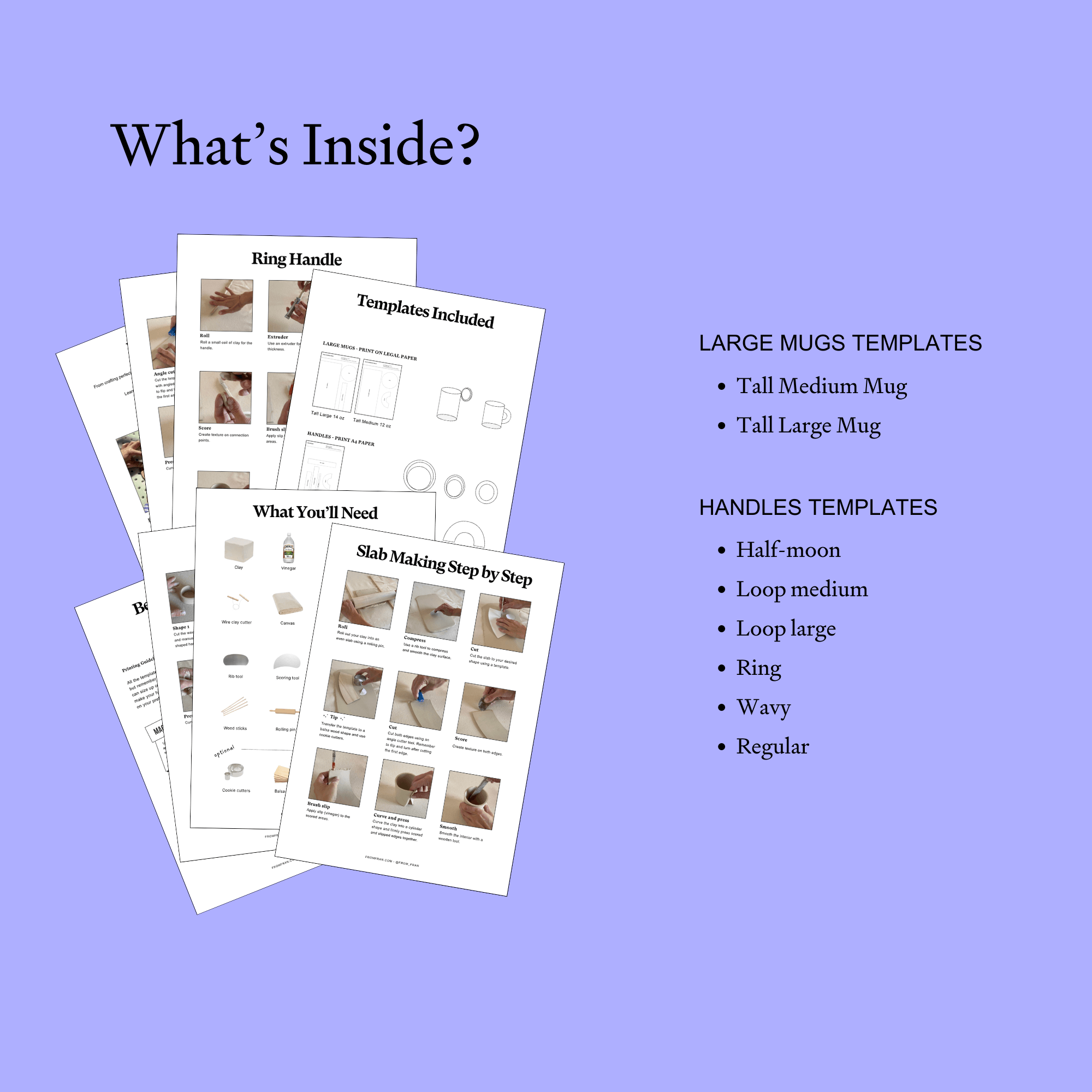 pottery template tall mugs