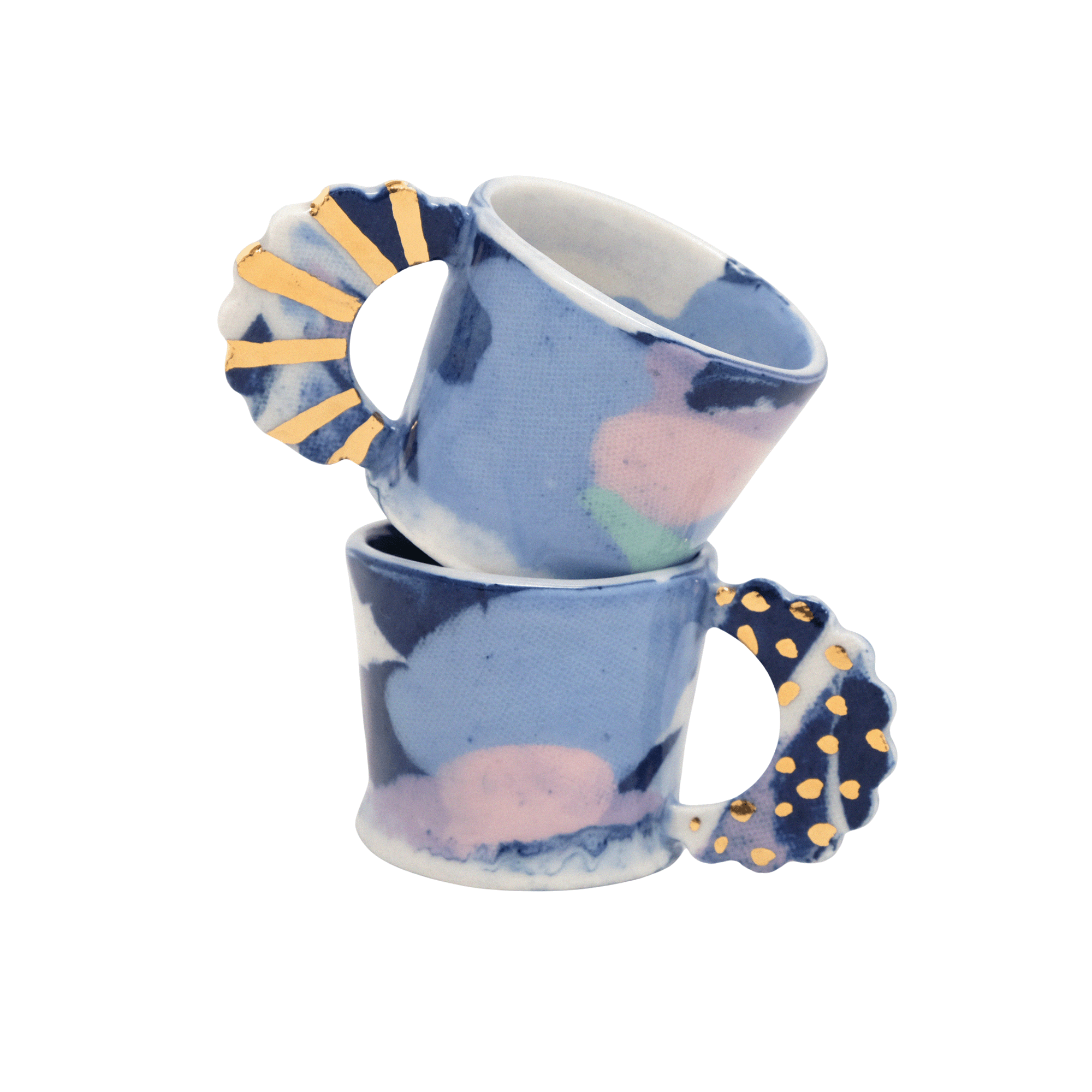 Marbled Blue & Pastel Espresso Cup Set