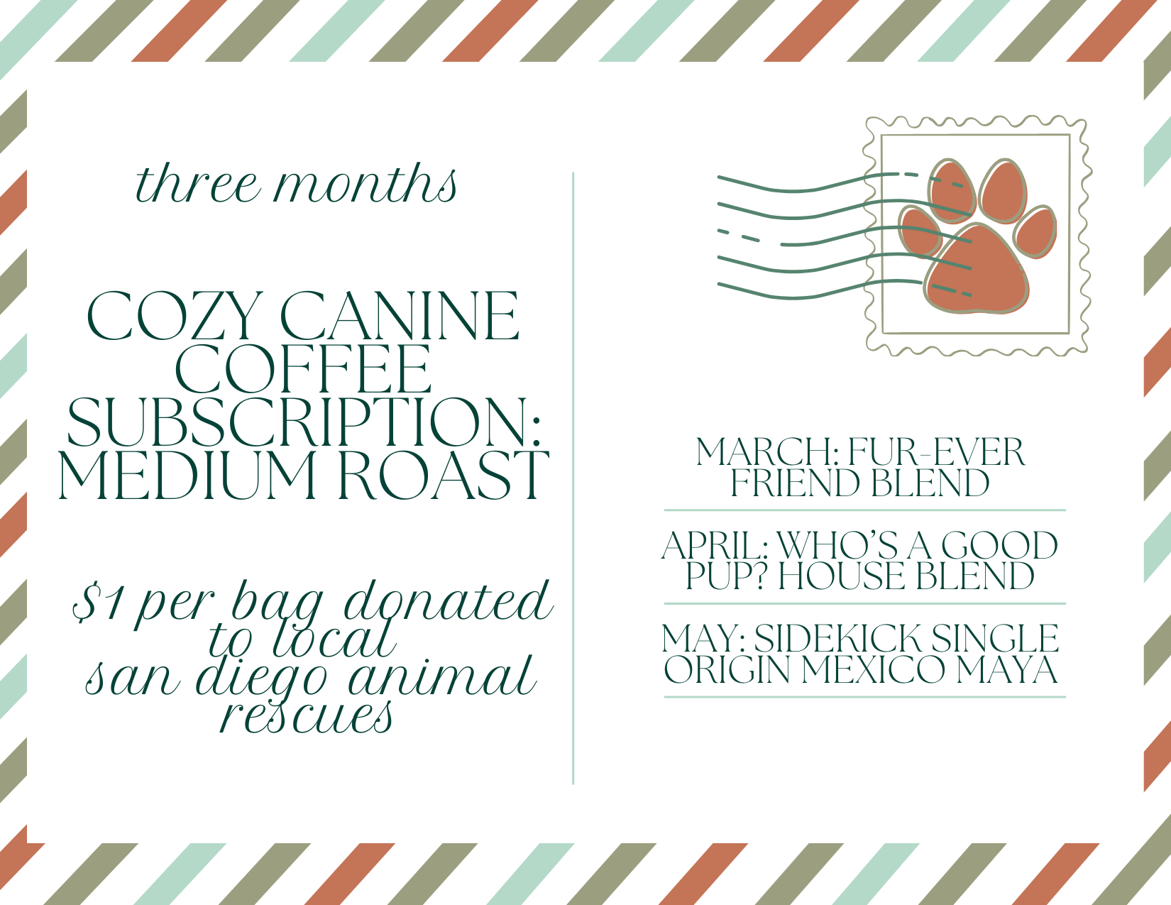 Three Month Subscription: Medium Roast (Prepay)