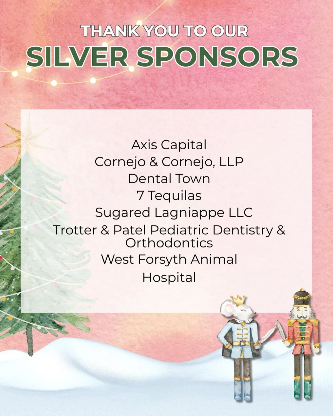 Today we&rsquo;re excited to spotlight our Silver Level Sponsors&mdash;we appreciate you more than words can say! Your support helps us elevate our production in so many meaningful ways, allowing our dancers to experience new opportunities and our au