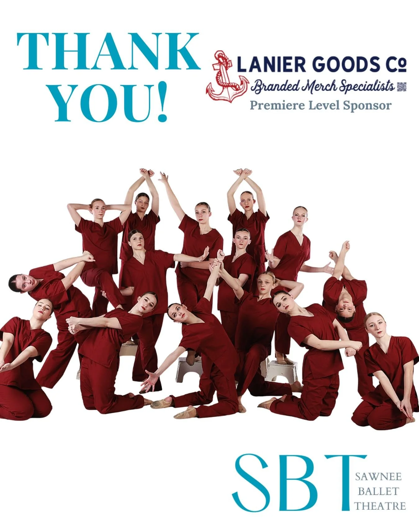 Thank you Premiere Sponsor, Lanier Goods Co., for sponsoring company member Audrey Claire Ikerd and SBT. We greatly appreciate your support!

Lanier Goods Co. is located in Dawsonville, GA, and they specialize in custom apparel, printing, embroidery,
