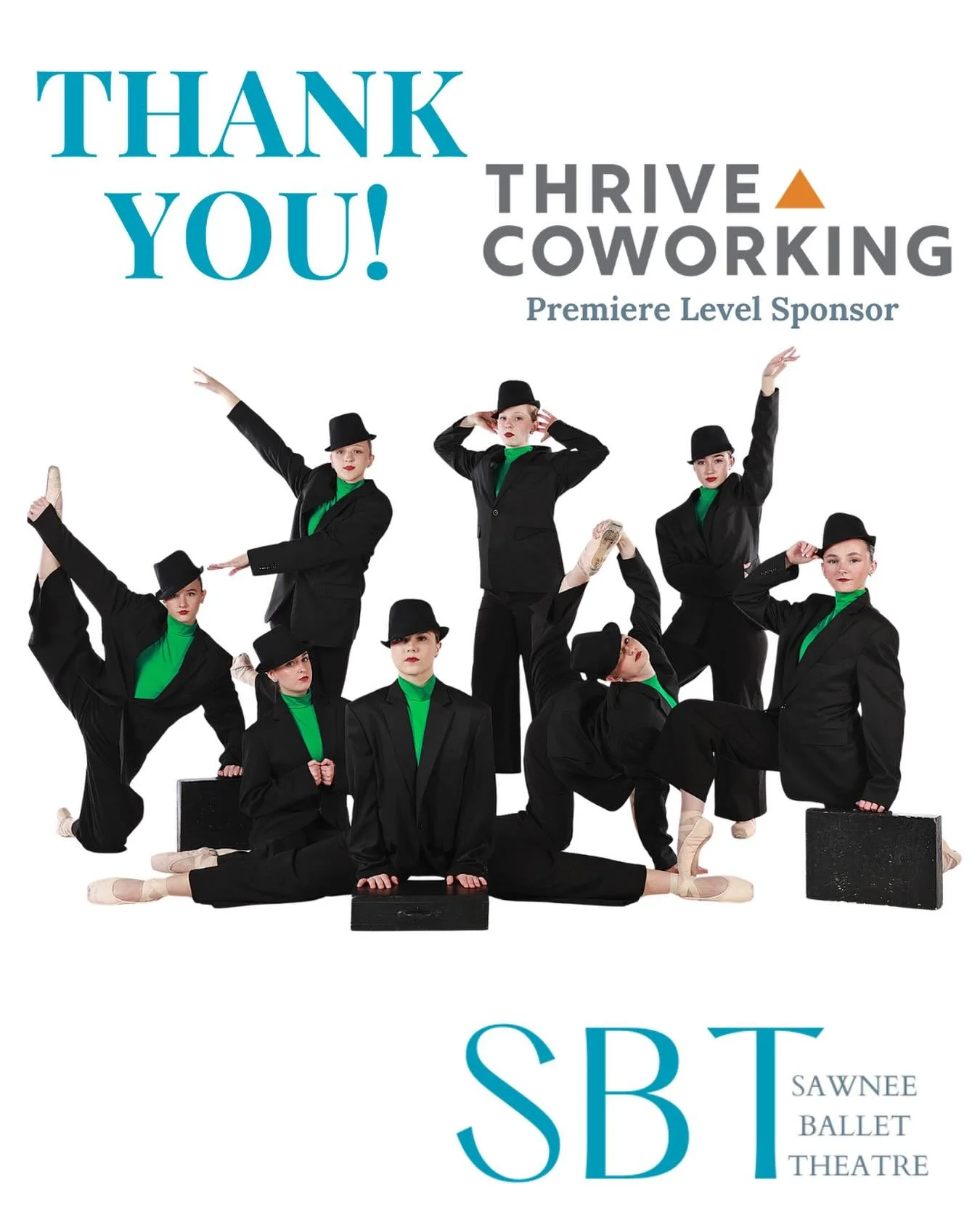 Thank you Premiere Sponsor, Thrive Co-Working, for sponsoring our SBT Company. We greatly appreciate you supporting our 2025-2026 season!

Thrive Co-Working is located in Cumming.&nbsp;

Please visit them at:
2100 Westshore Dr.
Cumming, GA 30041

You