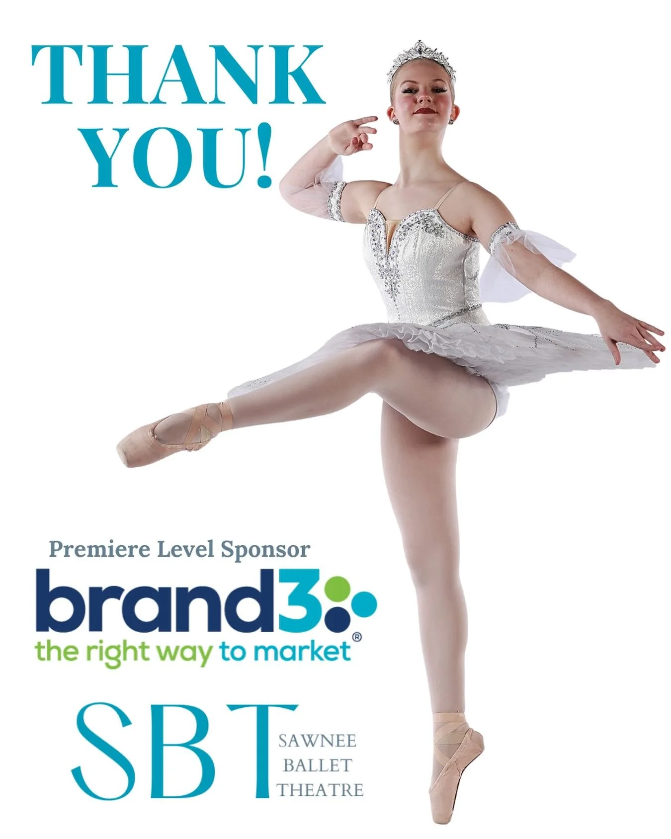 Thank you Premiere Sponsor, Brand3, The Right Way to Market, for sponsoring company member Audrey Claire Ikerd and SBT. We greatly appreciate you supporting our 2025-2026 season!

Please visit Brand3 at: https://www.brand3.net/

For more information 