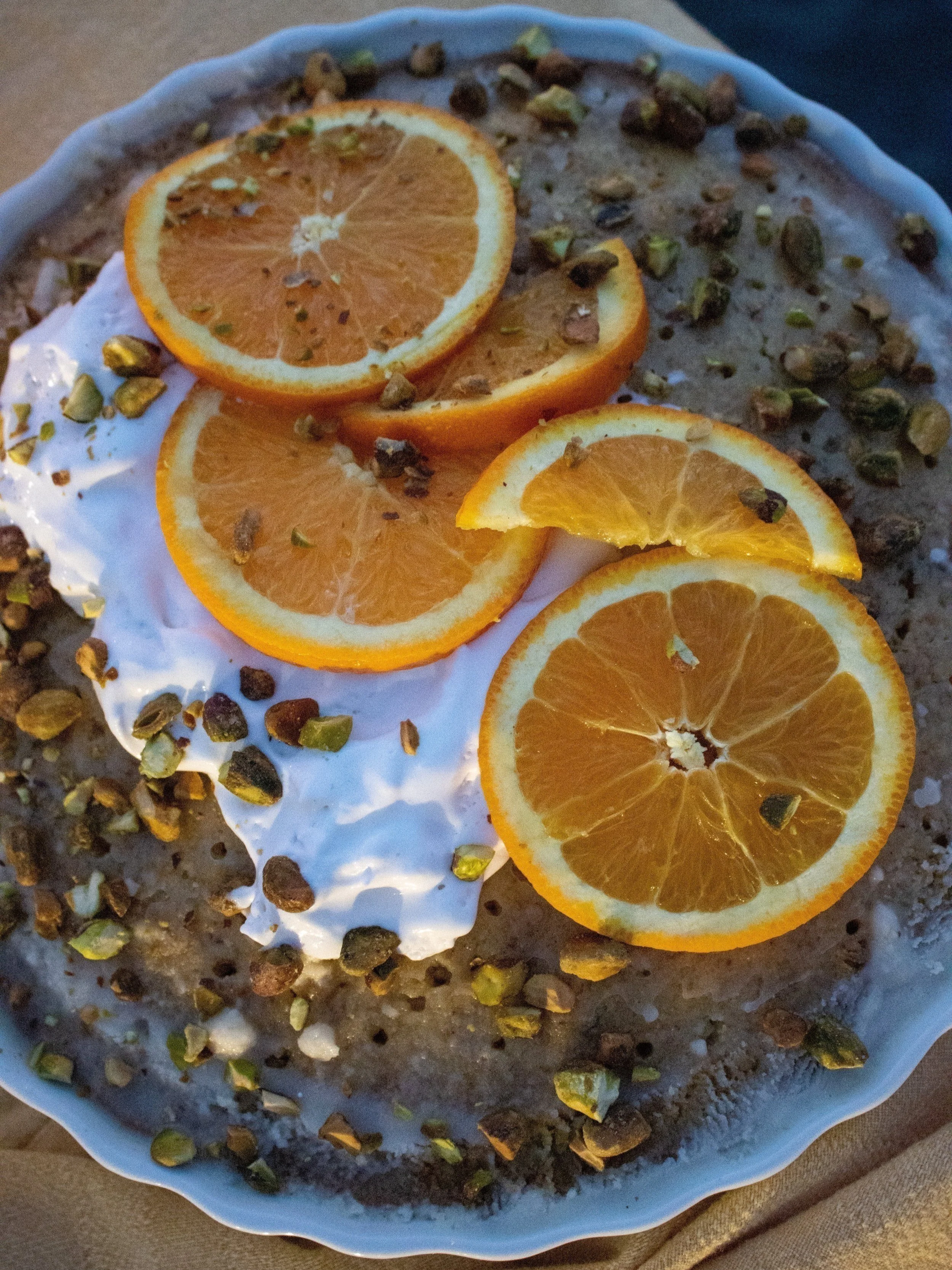 Soaked Orange Pistachio Cake (V)