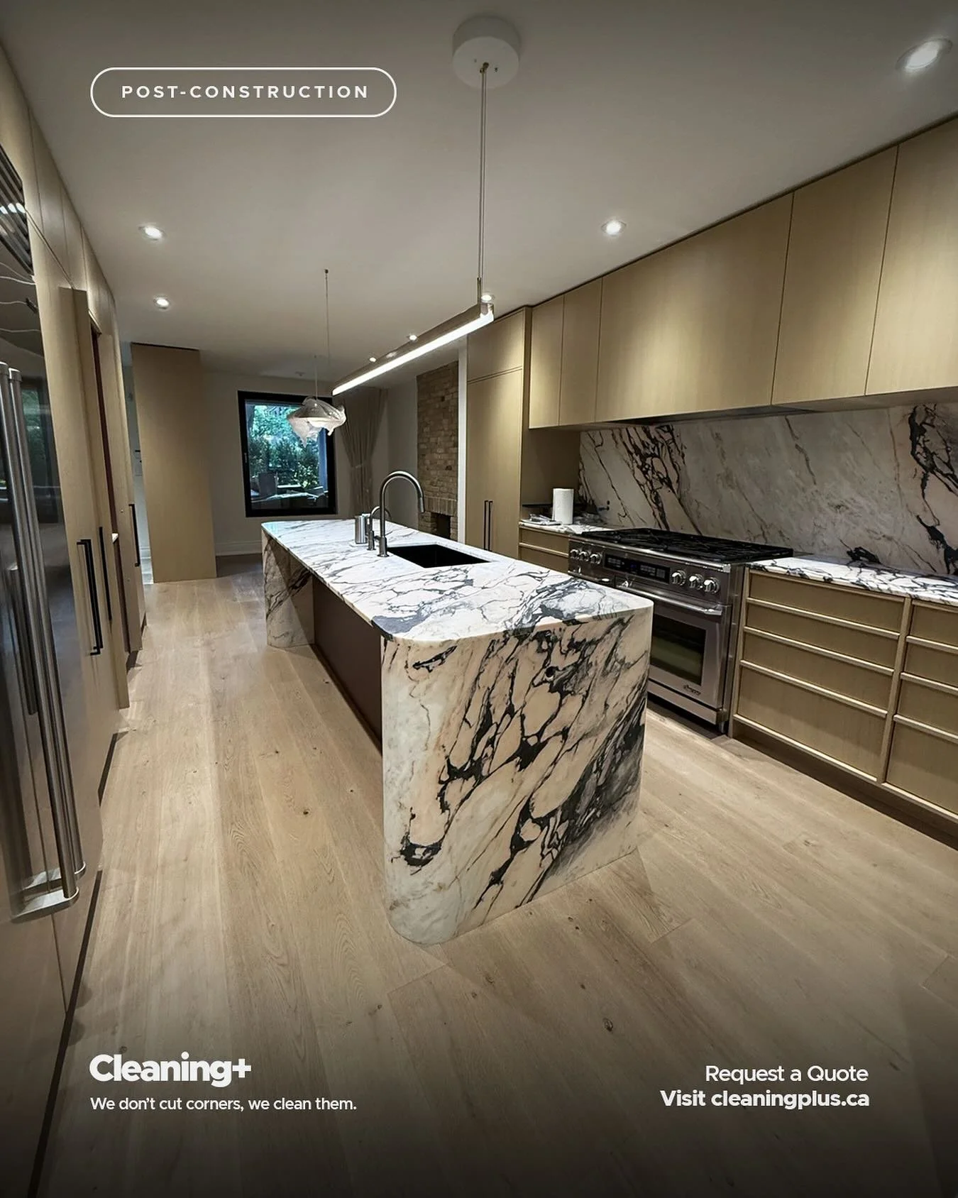 From construction dust to a pristine, move-in-ready space. ✨ This stunning kitchen, complete with a mesmerizing marble waterfall island and backsplash, was detailed from top to bottom for a flawless final presentation.

GTA builders &amp; renovators&
