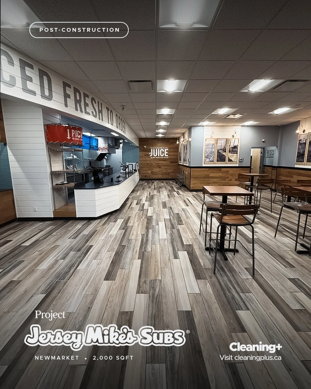 Project Jersey Mike&rsquo;s Subs ✨
For this 2,000 sqft location, our team completed a full post-construction clean from floor to ceiling, removing dust, debris, and construction residue, bringing the restaurant to an open-ready state.

Share this pos