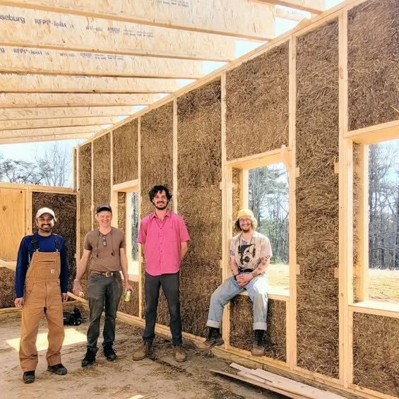Saucha, Adhii and crew have started work on two straw-bale cabins!
