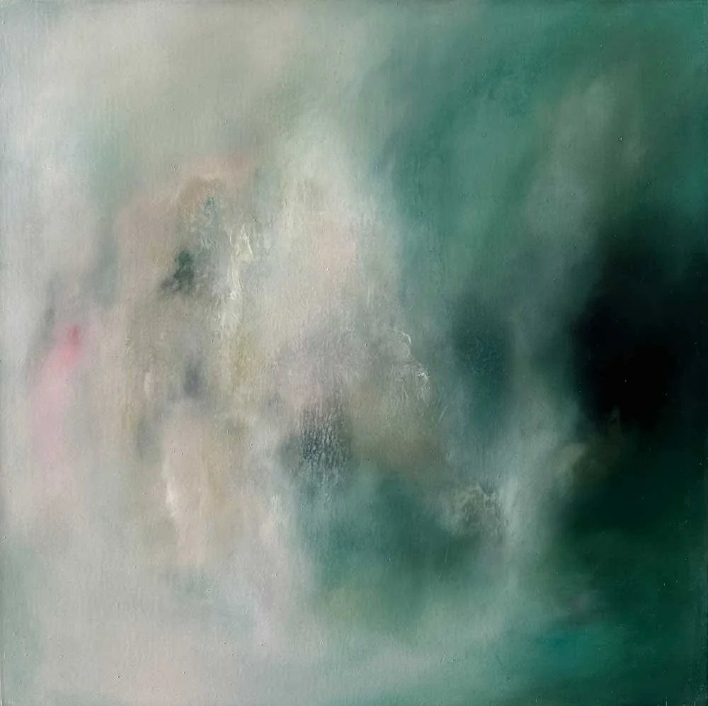  Drifted Away $1,400  65 x 65cm  Oil on canvas. Timber float frame – gold edges, dark sides.  Blends delicate flowing forms to create a sense of movement - like a gentle melody in motion – evoking harmony, rhythm, and quiet emotion.