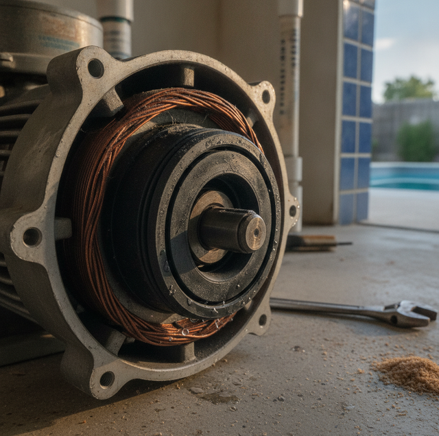 submerged pool pump with wet electrical connections