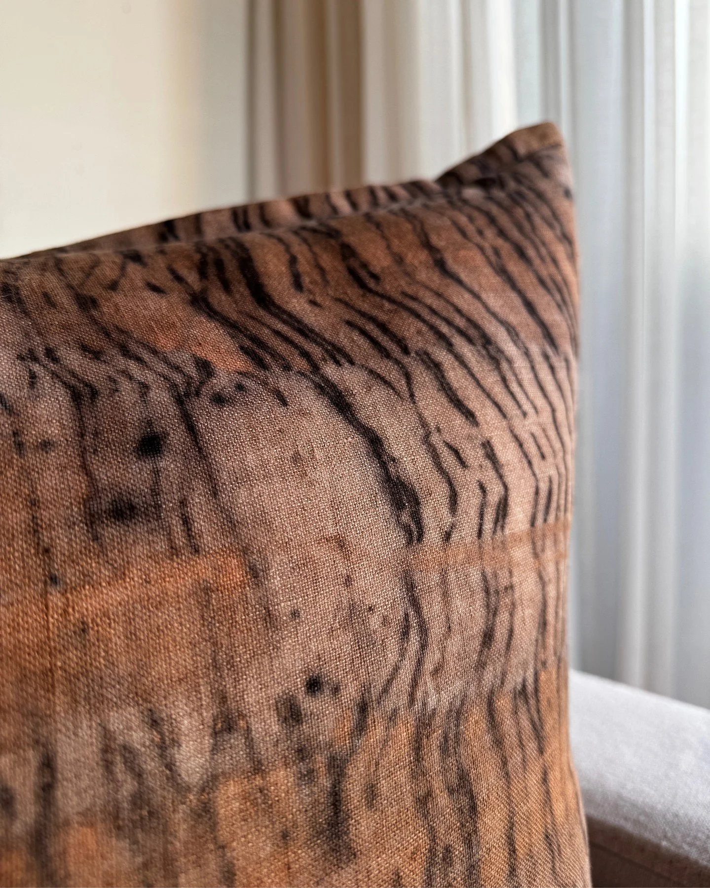 Detail ~ Eucalyptus &amp; Cutch ~ Natural Linen