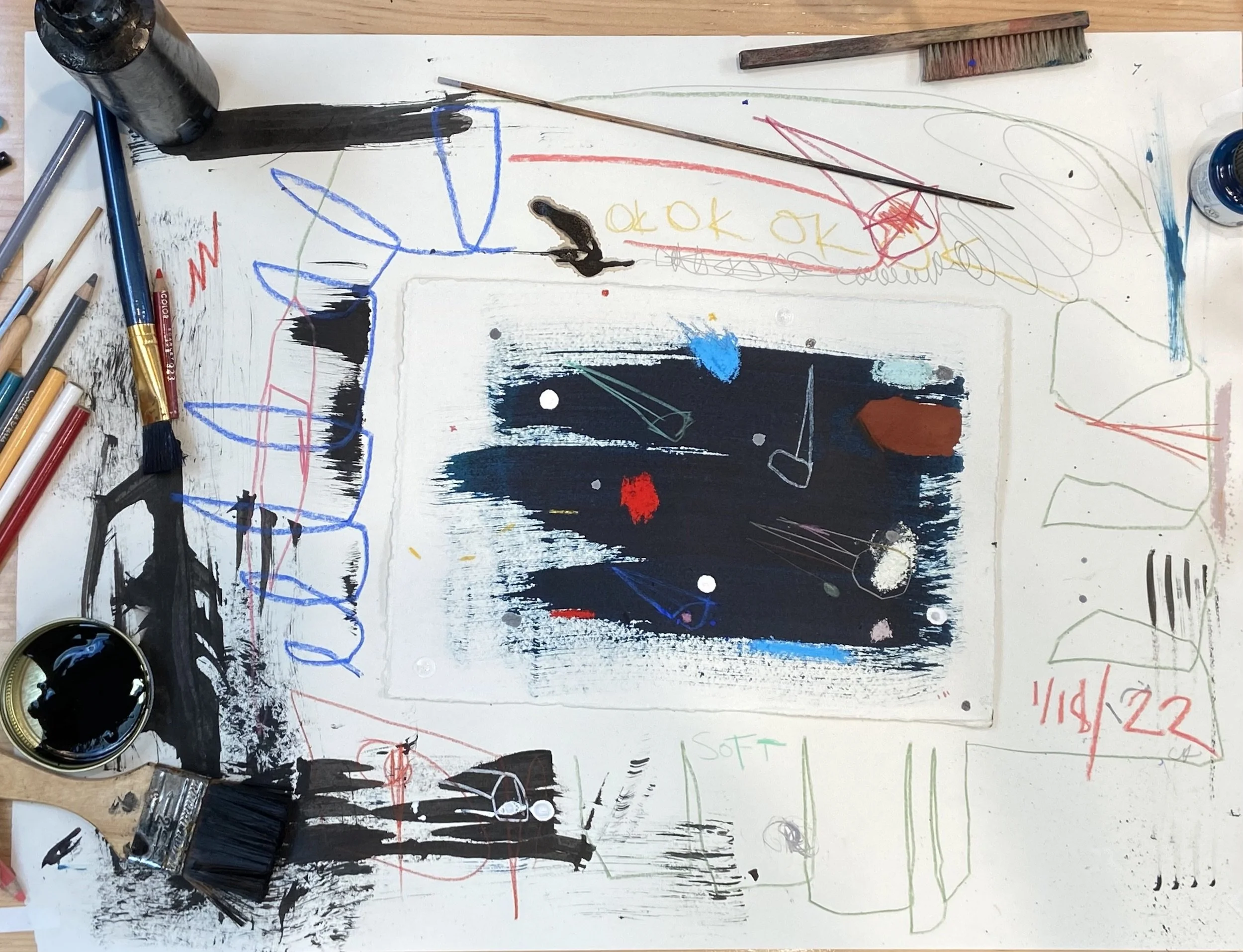 Work in Progress, Mixed Media on Paper, 2023.