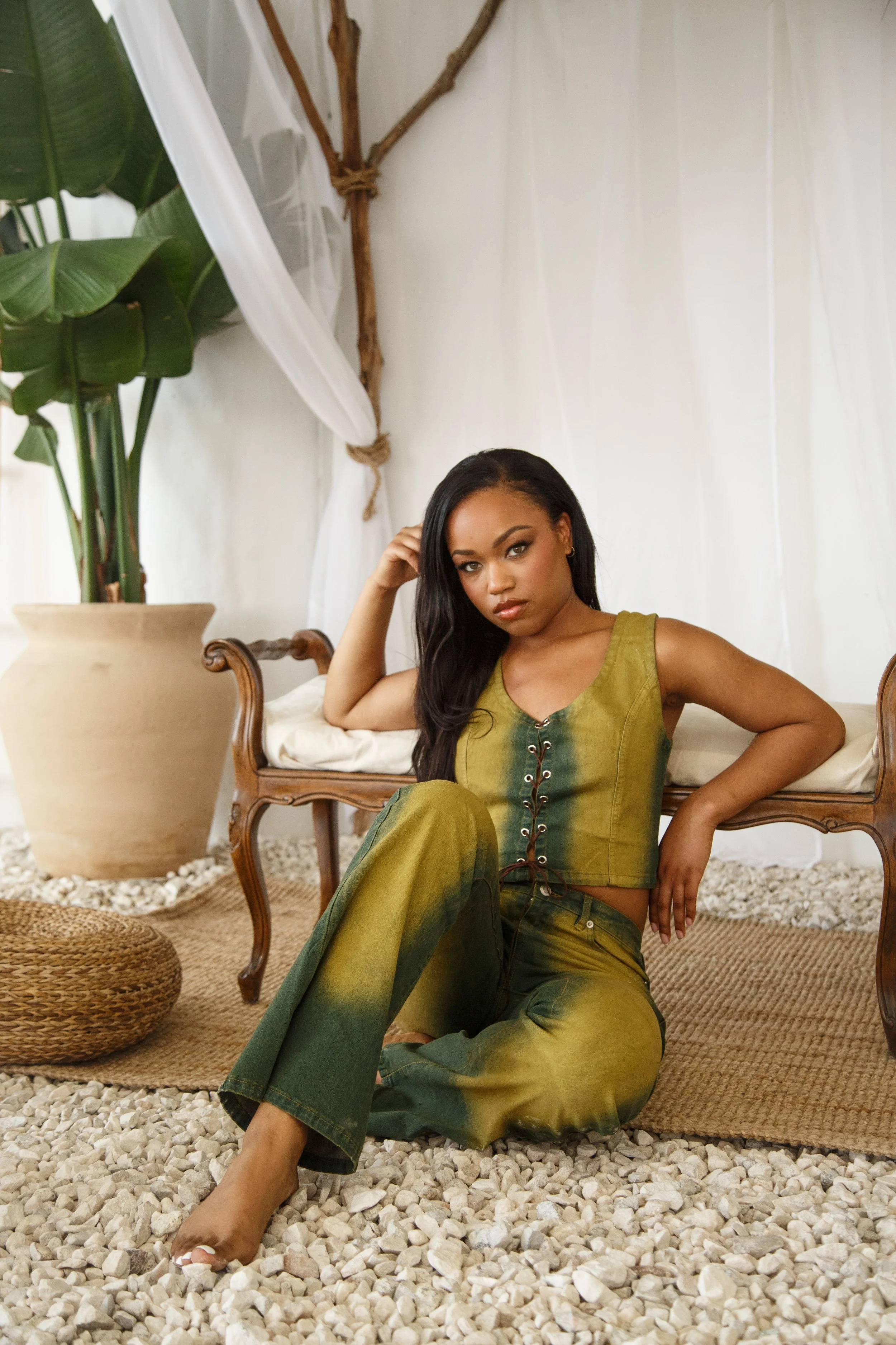 2 piece Vintage Green Denim