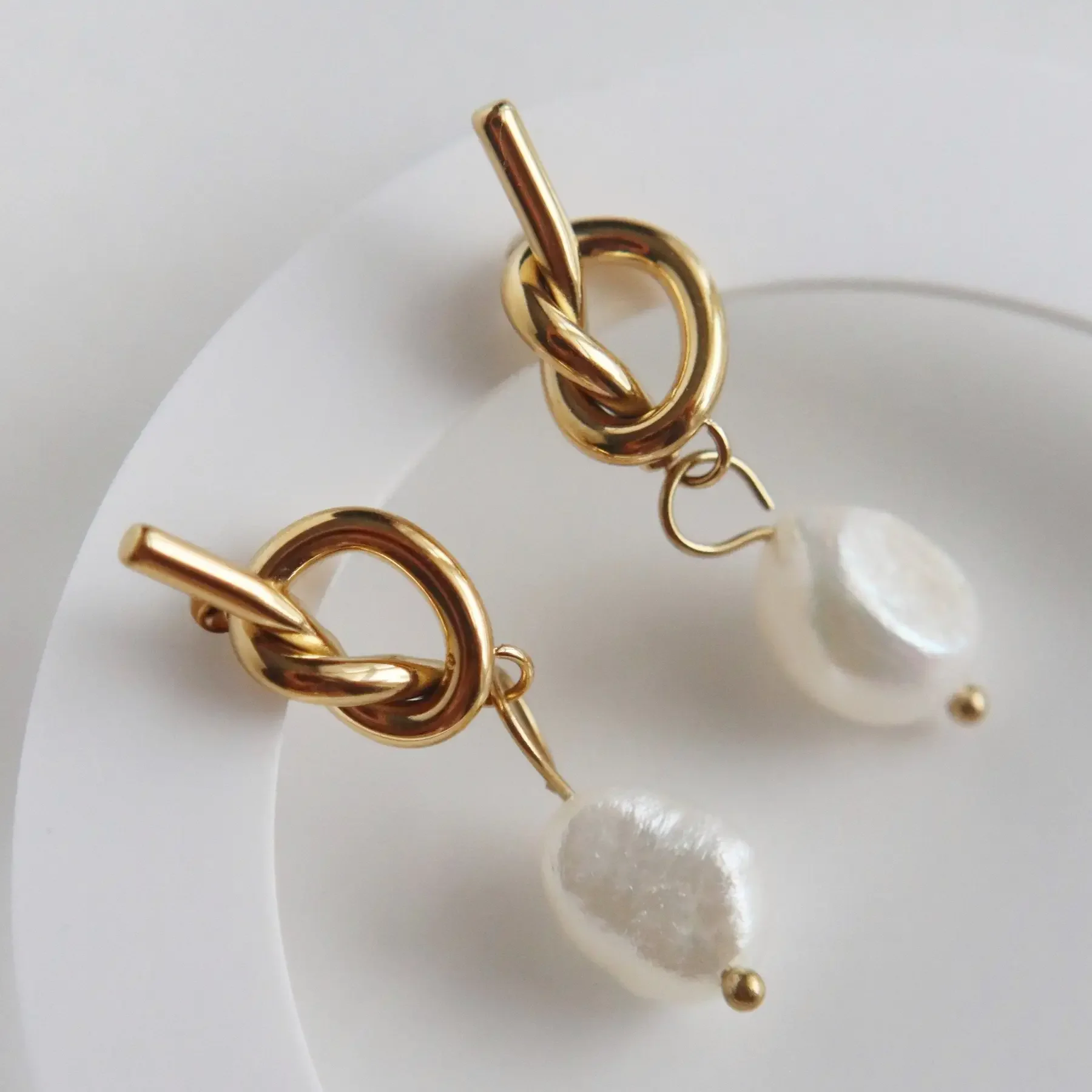 Knotted Pearl Drop Earrings