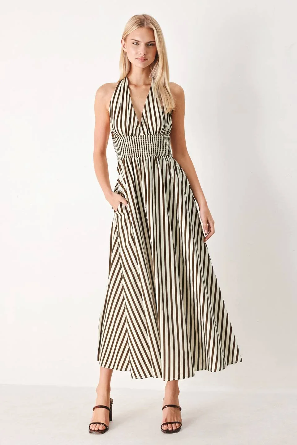 Lily Striped Woven Midi Dress