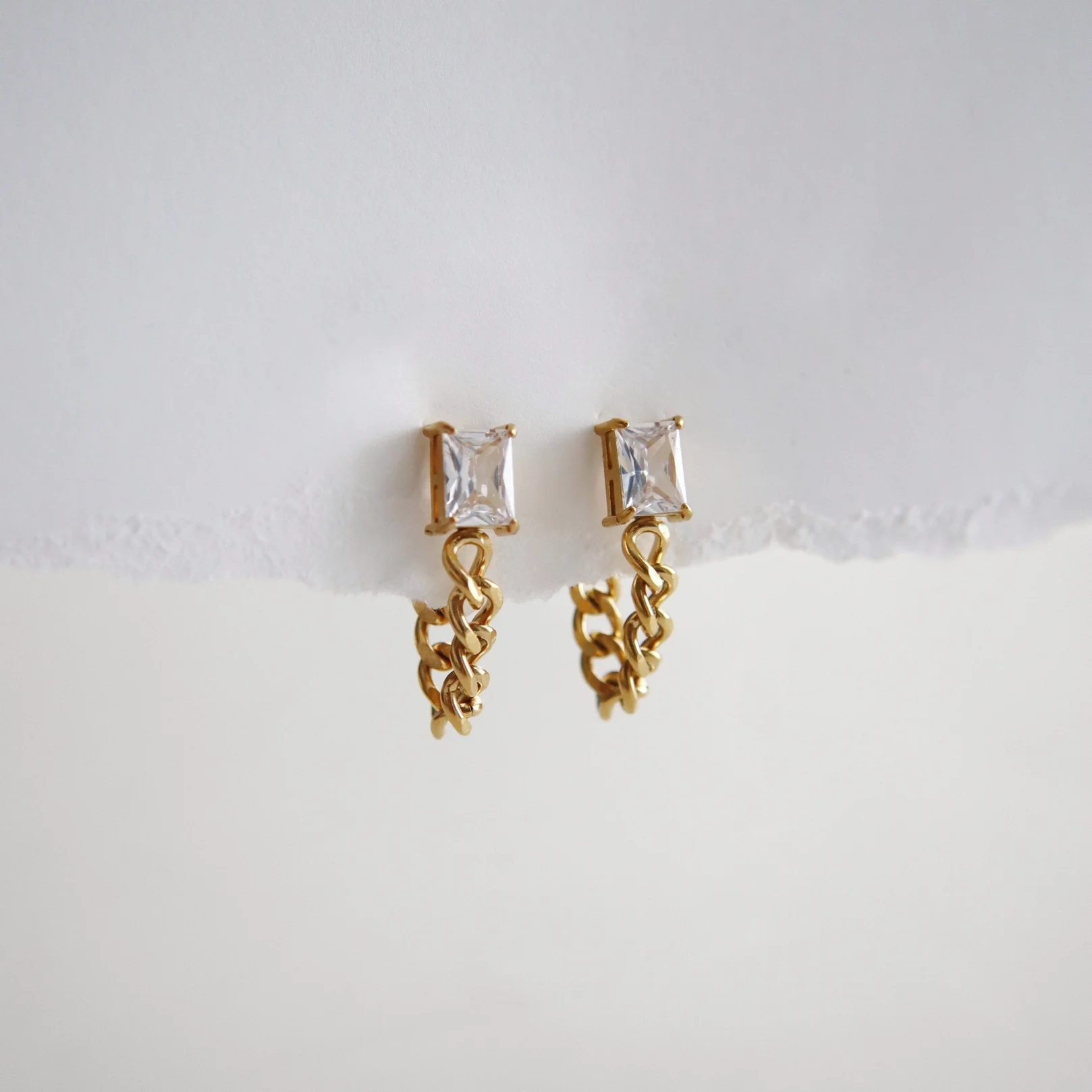 Nova Cz Chain Drop Earrings