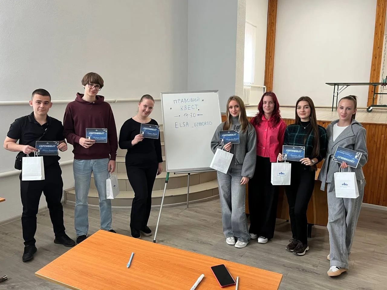 ELSA Uzhhorod Legal Quest participants with certificates