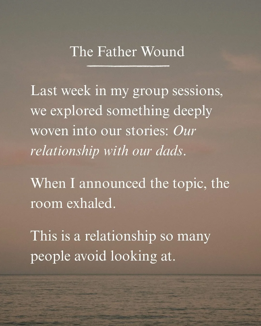 The Father Wound. Sigh.

I want to emphasize that reflecting on what our parents could have done differently is NOT about
blaming them. 

Not even 1%.

It&rsquo;s about becoming conscious of what we truly needed growing up. 

And acknowledging where 