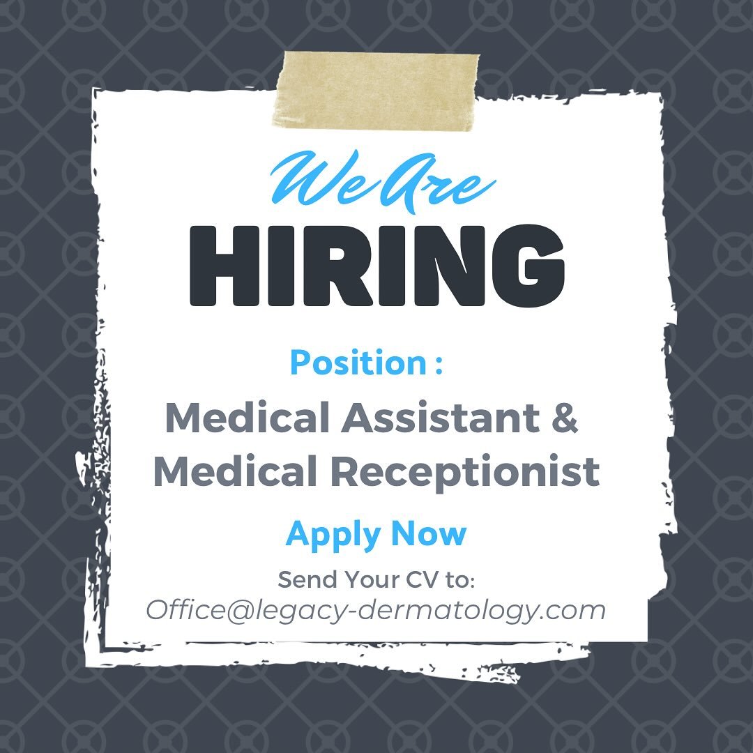 We are hiring! Interested in joining our team? We are looking for:
💙Medical Assistant
💙Medical Receptionist
We are looking for a happy, high energy, responsible Medical Assistant and Medical Receptionist to work alongside our Physicians at our g