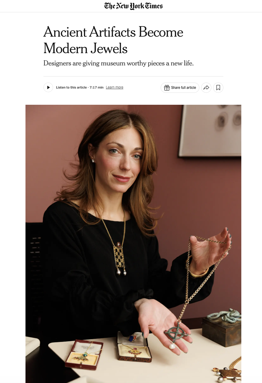 NEW YORK TIMES, Ancient Artifacts Become Modern Jewels, January 25, 2026