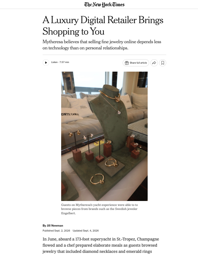 NEW YORK TIMES, A Luxury Digital Retailer Brings Shopping to You, Sept. 2, 2026
