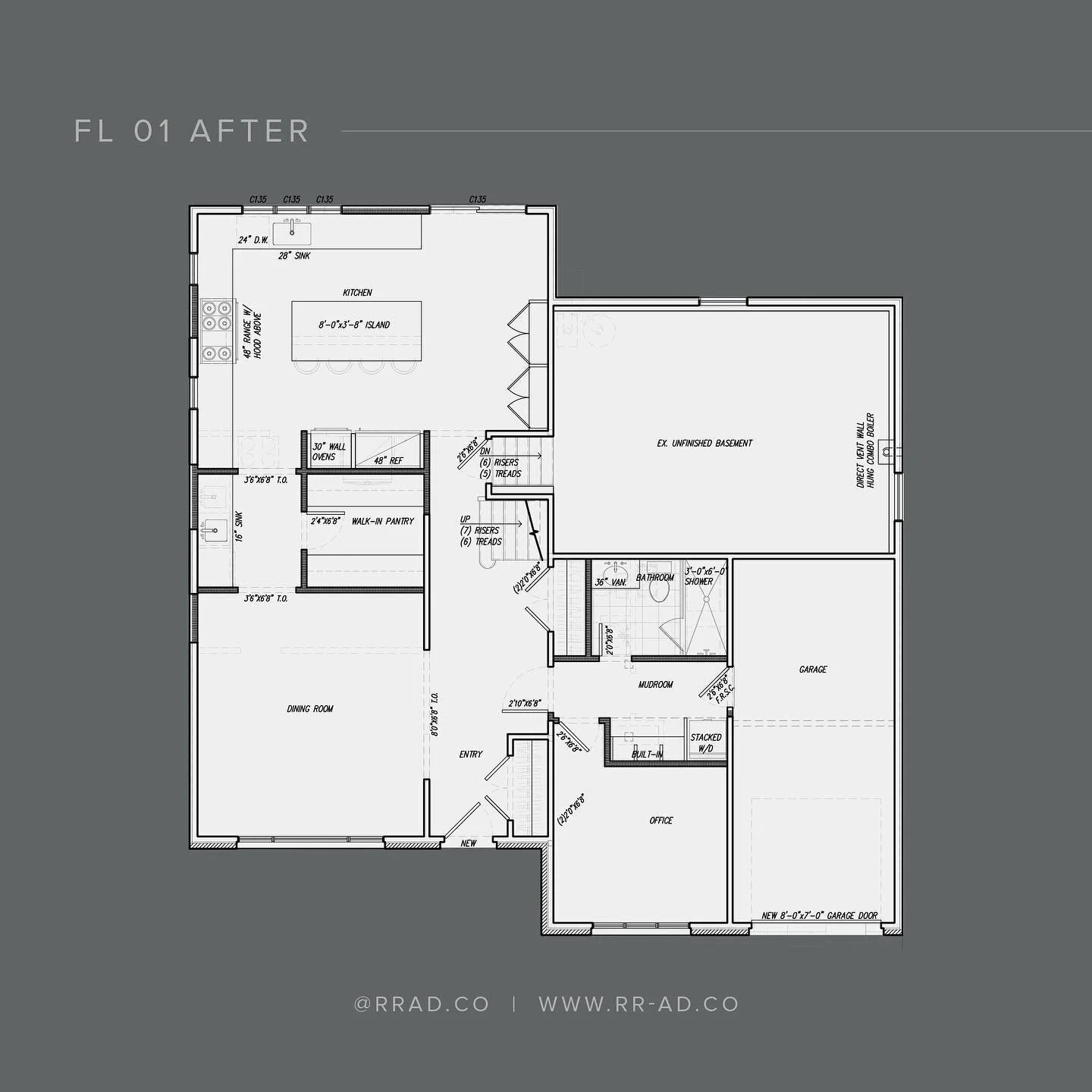 Interior renovation and second story primary suite addition in Commack, NY. On the first floor we created a luxurious kitchen, separated from the dining room by a butlers pantry and wet bar.
On the second floor we designed a primary suite, with a lar