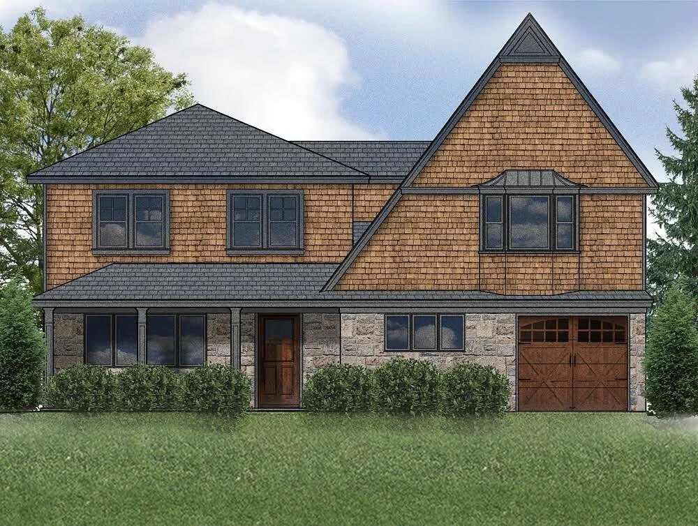 During the design process we can explore multiple design styles to see what fits you best. This is a rendered example of a shingle style exterior we presented as a classic but timeless look. 

If you&rsquo;re looking to do any work on your home pleas