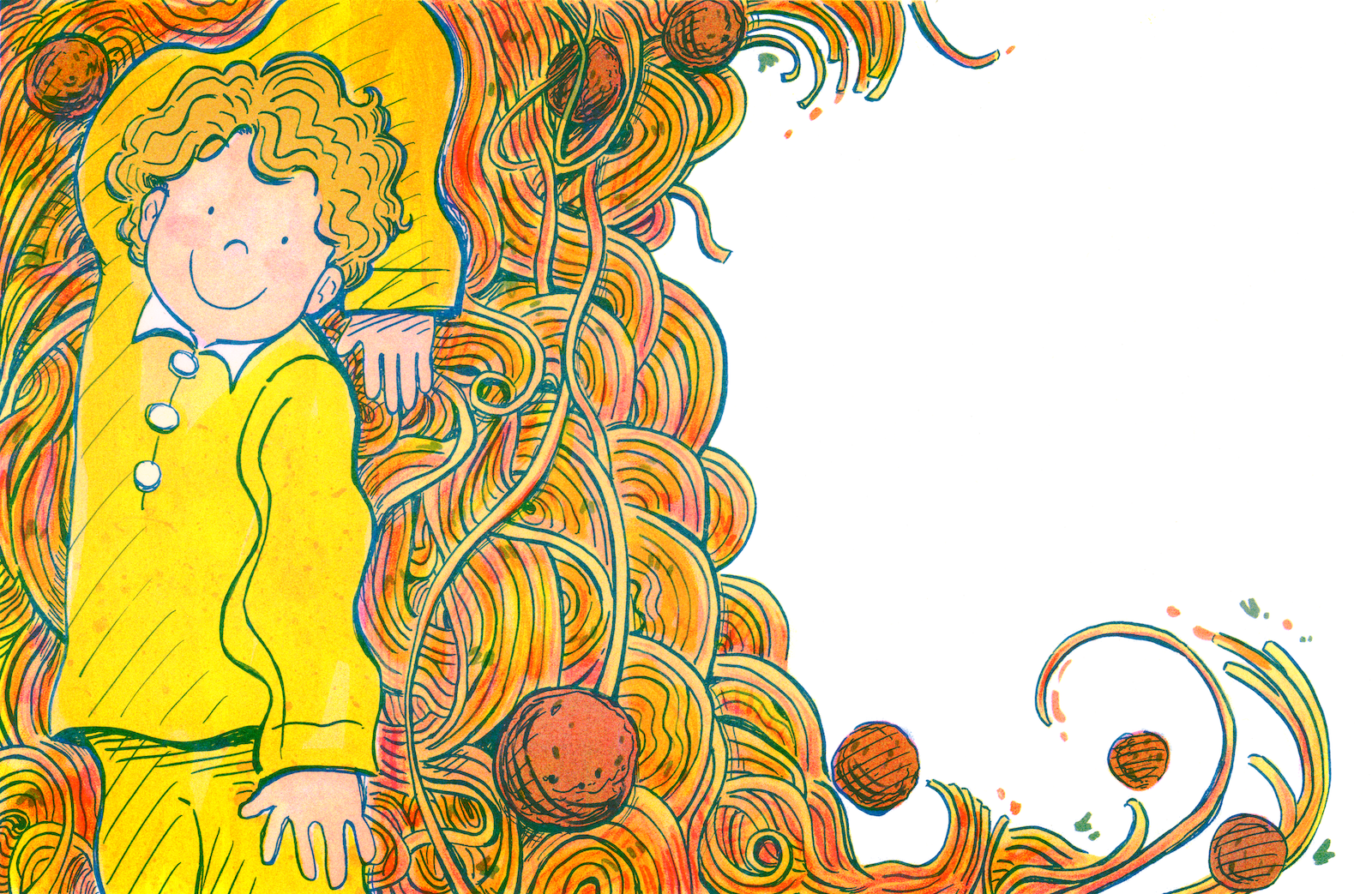 Spread from Sometimes I Pretend I'm Spaghetti by Leslie Pearlson 