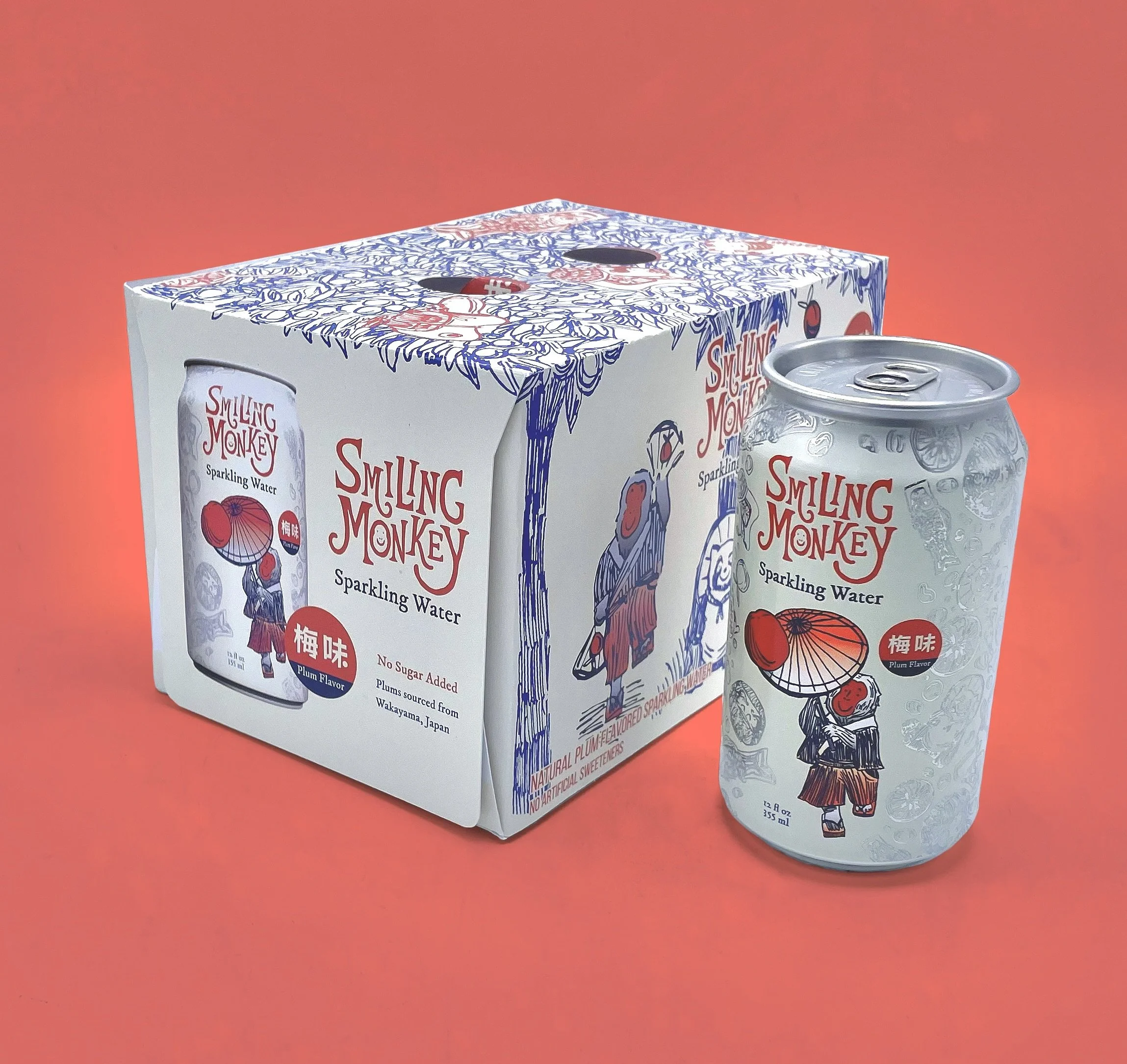 Smiling Monkey Sparkling Water Can Design