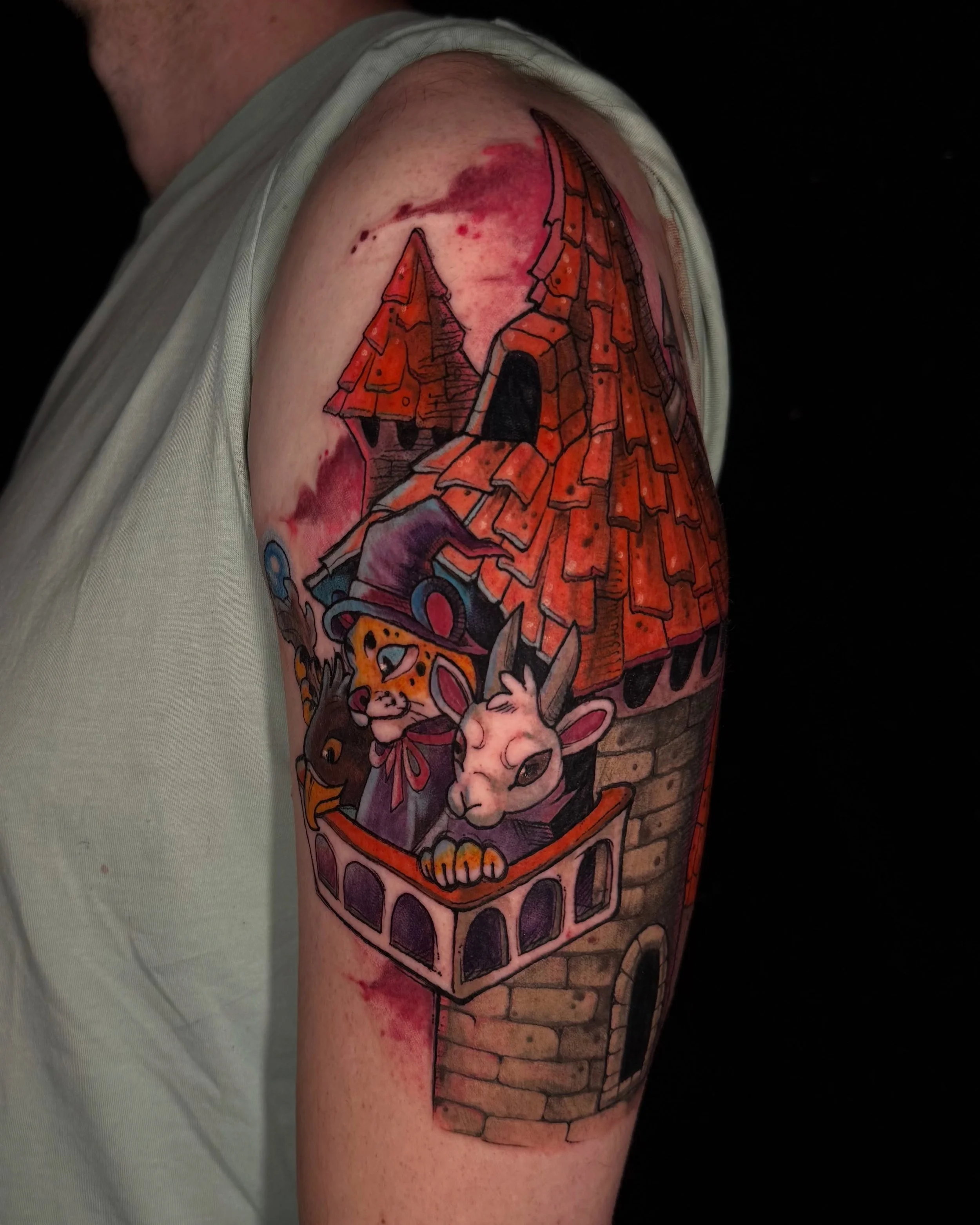 chimera in a tower for patrick&rsquo;s ongoing collection of little adventuring guys ✌️ the tower will be added onto in the future. thanks for the chats as always! 

kw: dungeons and dragons dnd tabletop rpg chimera wizard sorcerer tower arm tattoo c