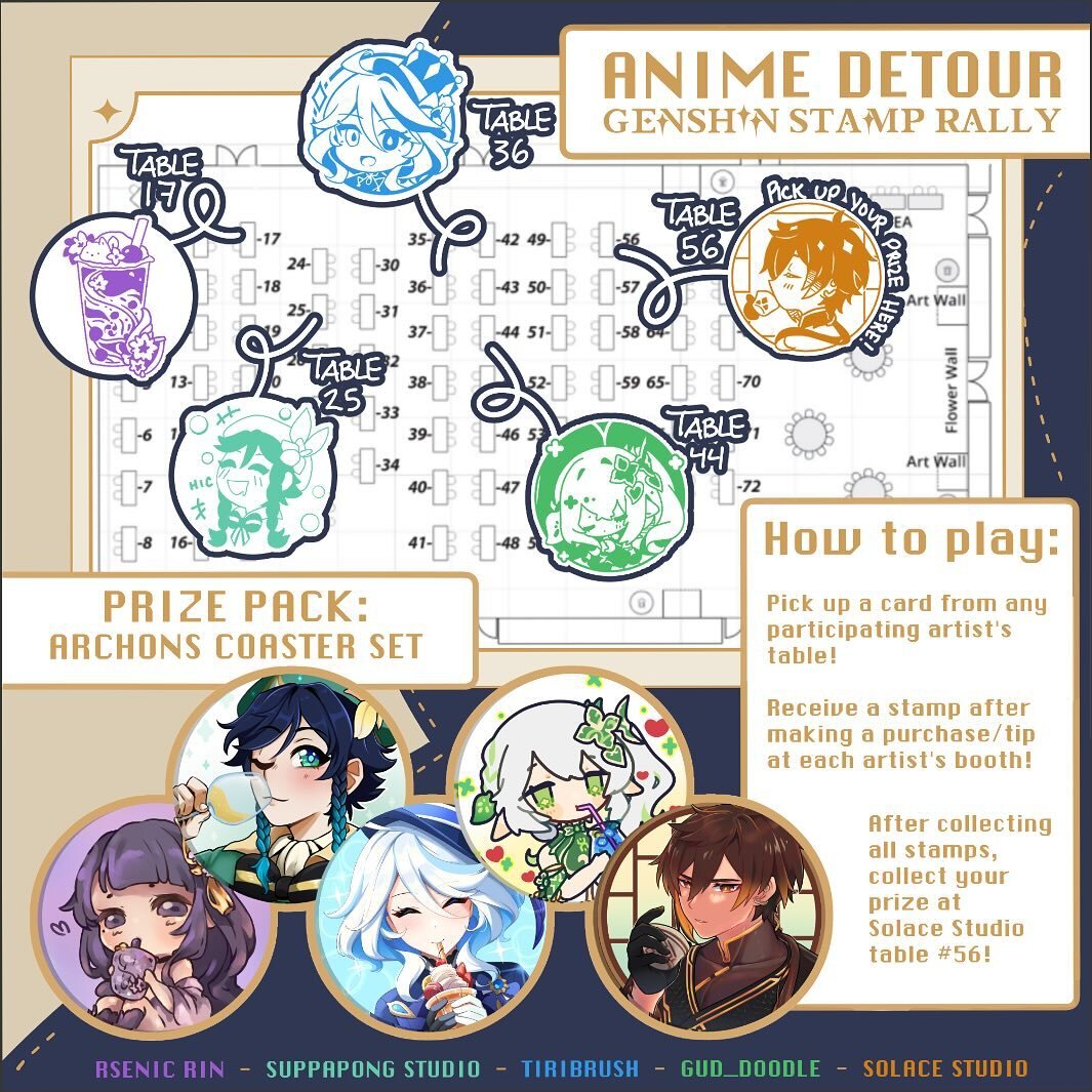 Hey Anime Detour!! I&rsquo;ll be participating in a Genshin Impact stamp rally!!!! Super exciting!!! Purchases will be needed but you&rsquo;ll get amazing coasters!! I hope you guys are just as excited!
.
.
#animedetour #animedetour2024 #genshinimpac