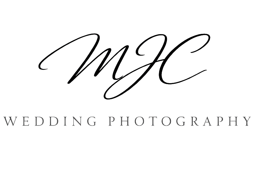 Elegant logo with script letters 'MJC' above the words 'Wedding Photography' in uppercase serif font.