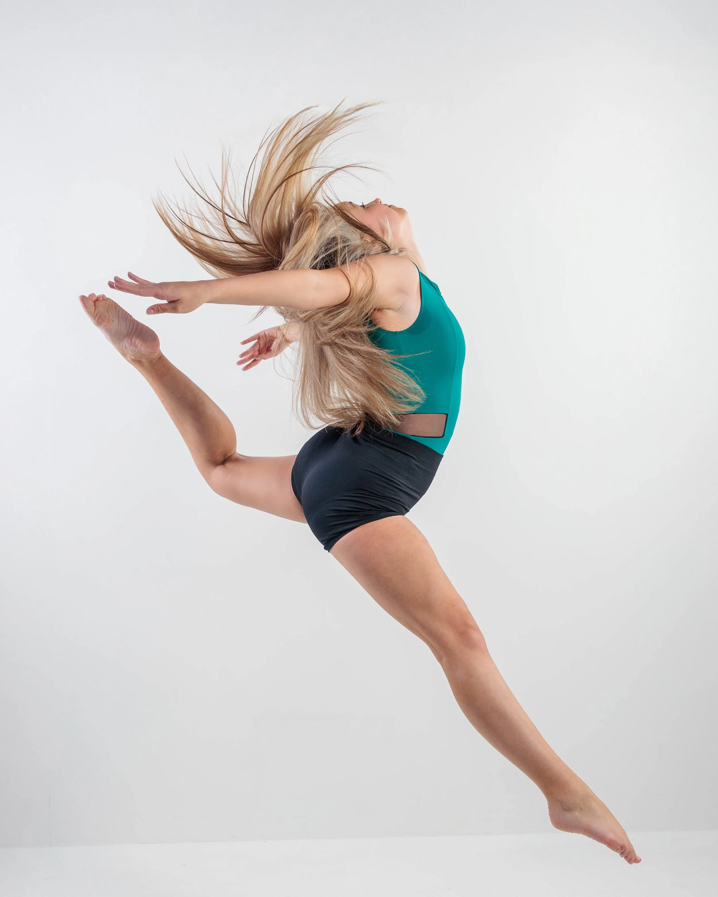 professional plymouth studio photograph of a leaping dancer