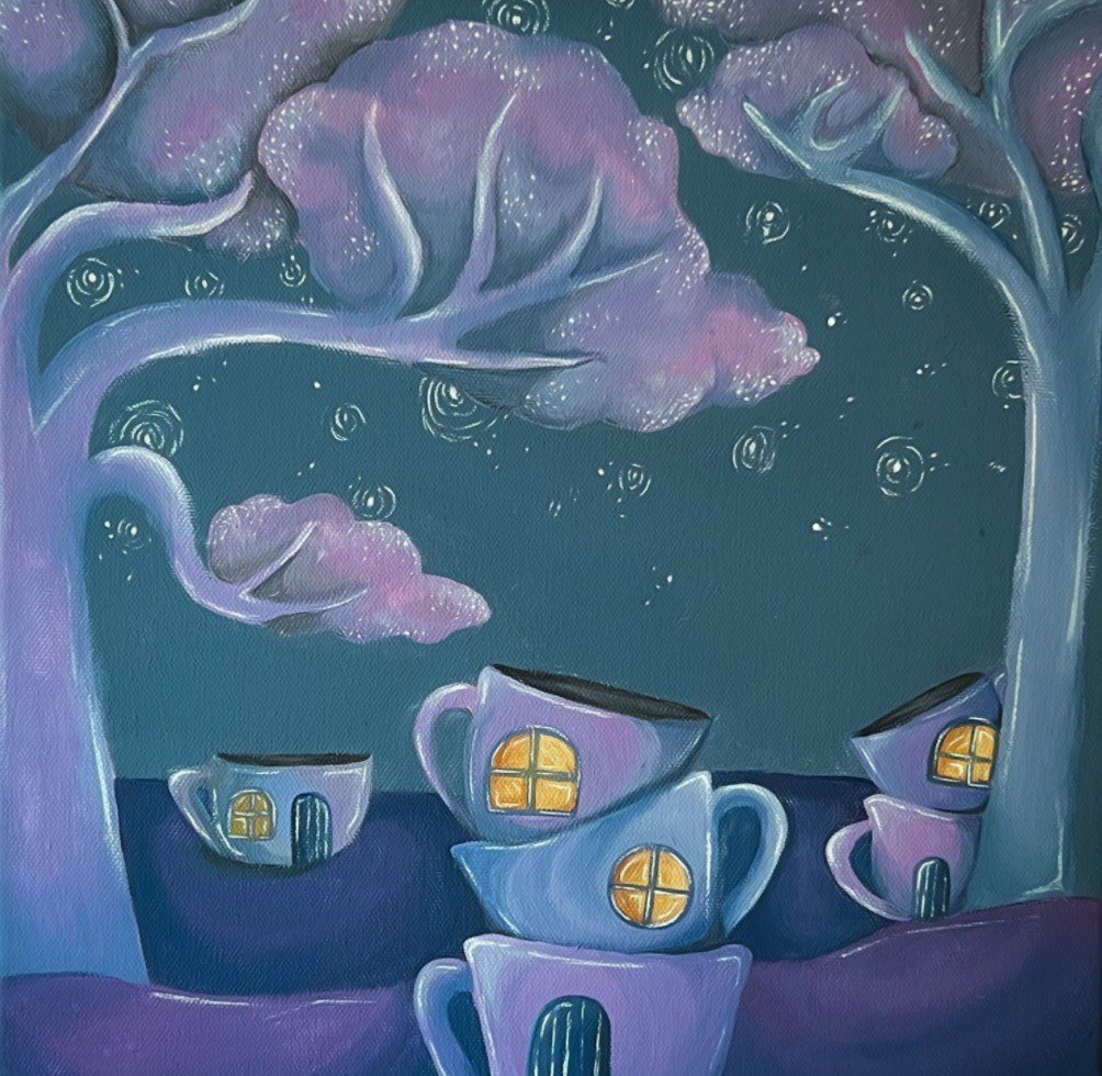 Lindsey White, "Where the Sun Can't Reach", 2022. Acrylic on canvas, 12'x12'