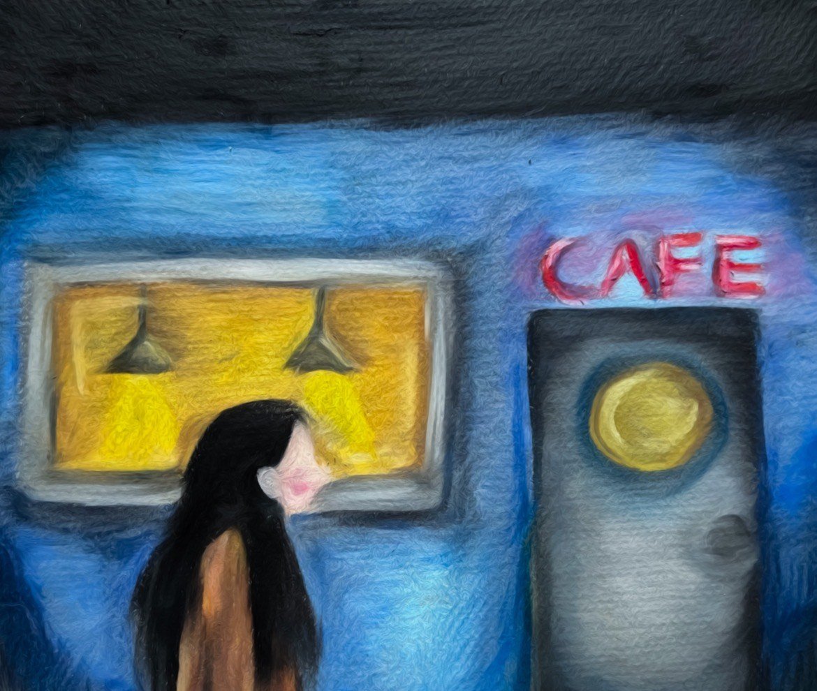 Lindsey White, "Open 24/7", 2022. Pastel, 7'x5'