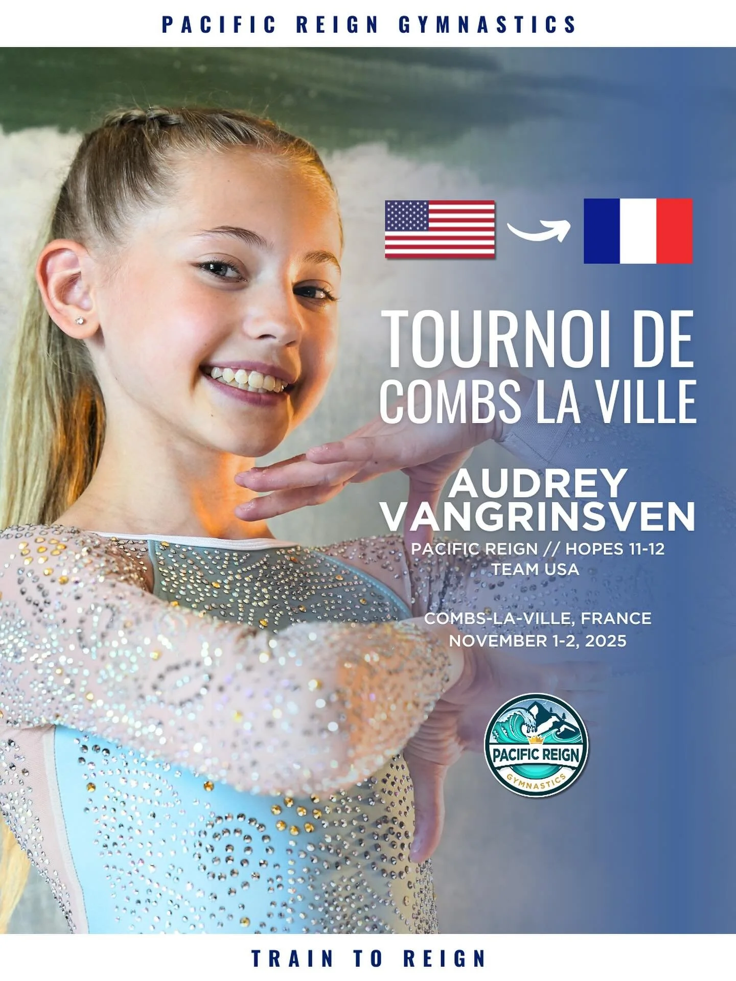 𝗖𝗢𝗠𝗕𝗦 𝗟𝗔 𝗩𝗜𝗟𝗟𝗘 𝗕𝗢𝗨𝗡𝗗! 🇺🇸 ➡️ 🇫🇷

Audrey VanGrinsven (@audreyv2032) has been selected to represent Team USA at the Tournoi International de Combs la Ville, in Combs la Ville, France, next month. Let&rsquo;s go Audrey! Go Team USA!!