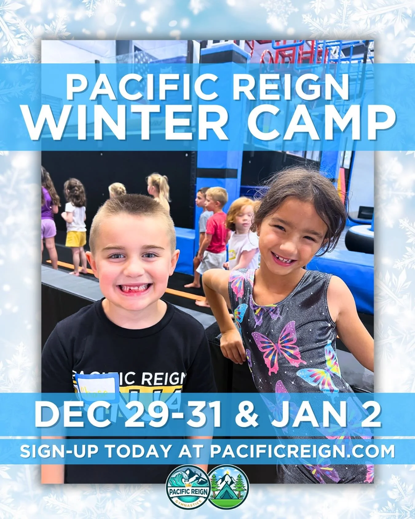 School&rsquo;s out, errands are calling&hellip; we&rsquo;ve got the kids covered ❄️👀
Pacific Reign Winter Camp = active fun, winter crafts, gymnastics, ninja parkour, and big smiles.

🗓 Dec 29, 30, 31 &amp; Jan 2
⏰ 9AM&ndash;2PM
👧🧒 Ages 4&ndash;1