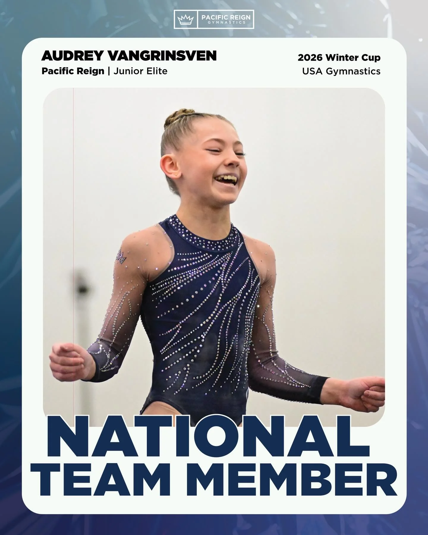 Audrey VanGrinsven is a 2026 Junior National Team Member after her performance at today&rsquo;s Winter Cup Junior Elite Session!🏆

🥇Gold on Balance Beam

Congrats @audreyv2032! Let&rsquo;s go Team USA! 🇺🇸 #Train2Reign👑 

📸 Lloyd Smith of @insid