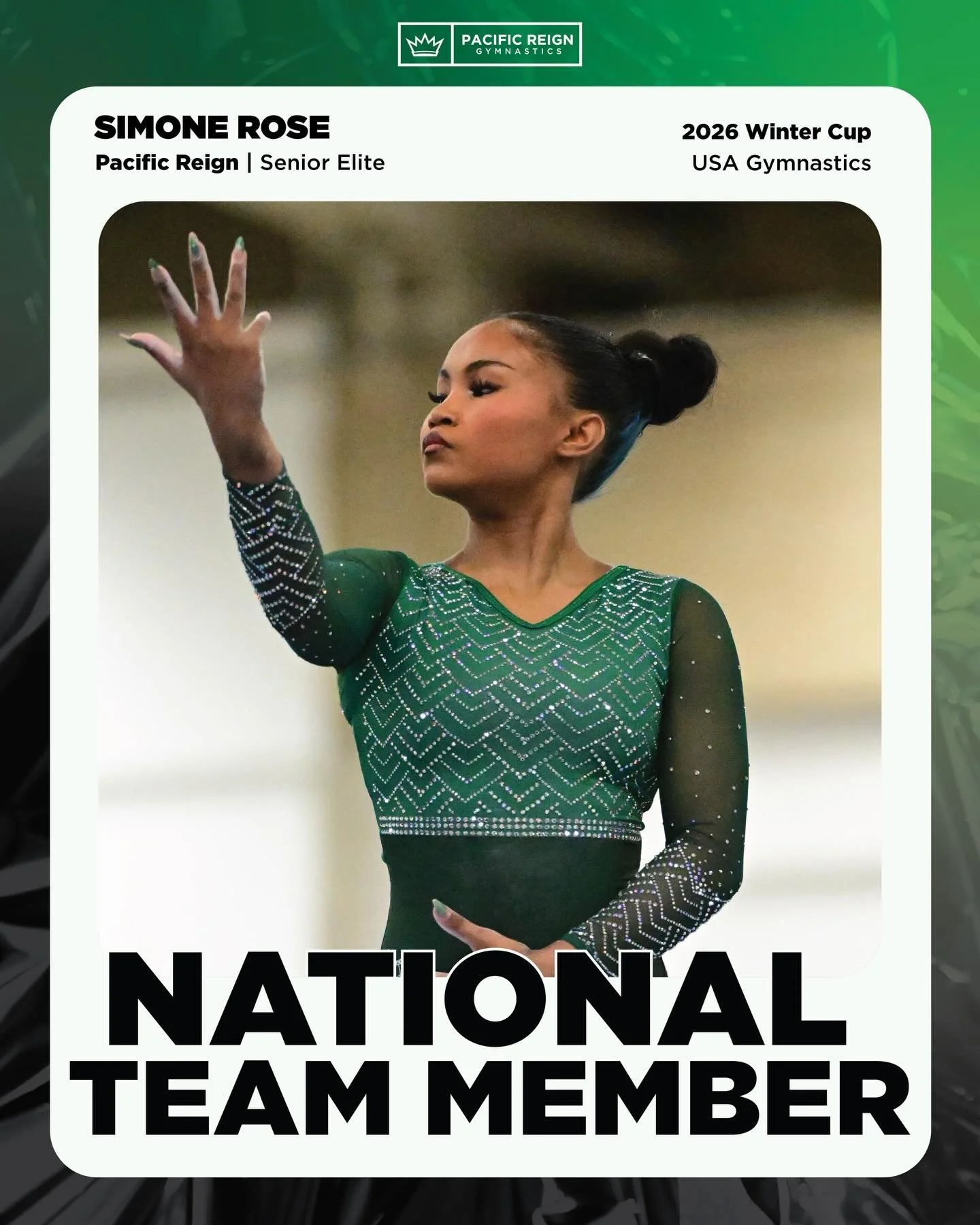 Simone Rose is a 2026 Senior National Team Member after her showing at today&rsquo;s Winter Cup Senior Elite Session!🏆

🥉Bronze on Floor Exercise

Congrats @simonerosegymnast_! Let&rsquo;s go Team USA! 🇺🇸 #Train2Reign👑 

📸 Lloyd Smith of @insid