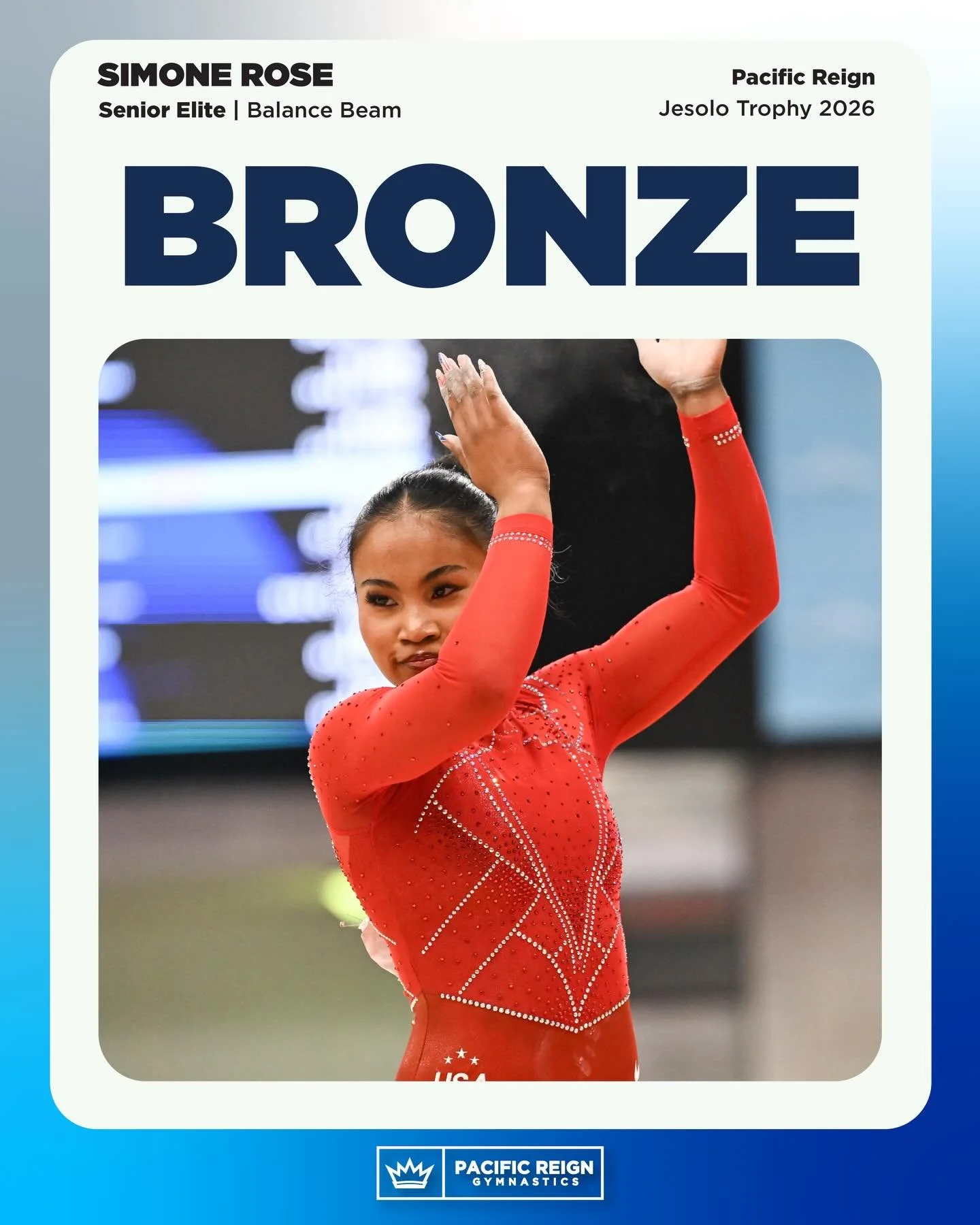 Apparatus Final Results: @simonerosegymnast_ earns a bronze medal after her performance today on balance beam!🥉✨

YESSSS SIMONE! Go Team USA!🇺🇸✨#Train2Reign👑

@usagym | #JesoloTrophy
📸 @filippotomasiphoto