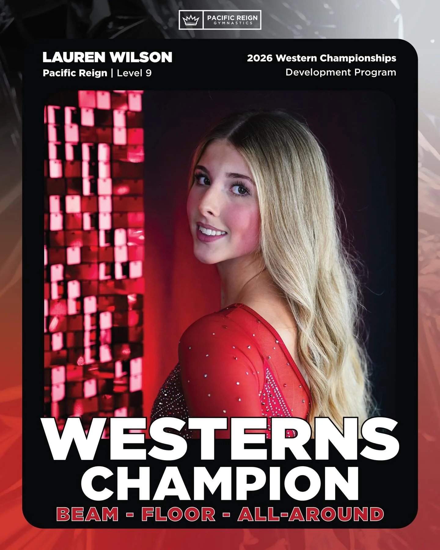 LAUREN IS A WESTERNS CHAMPION‼️🏆

🥇BB: 9.525
🥇FX: 9.725
🥇AA: 38.15

#Train2Reign👑 | @laurenwilson.gymnast