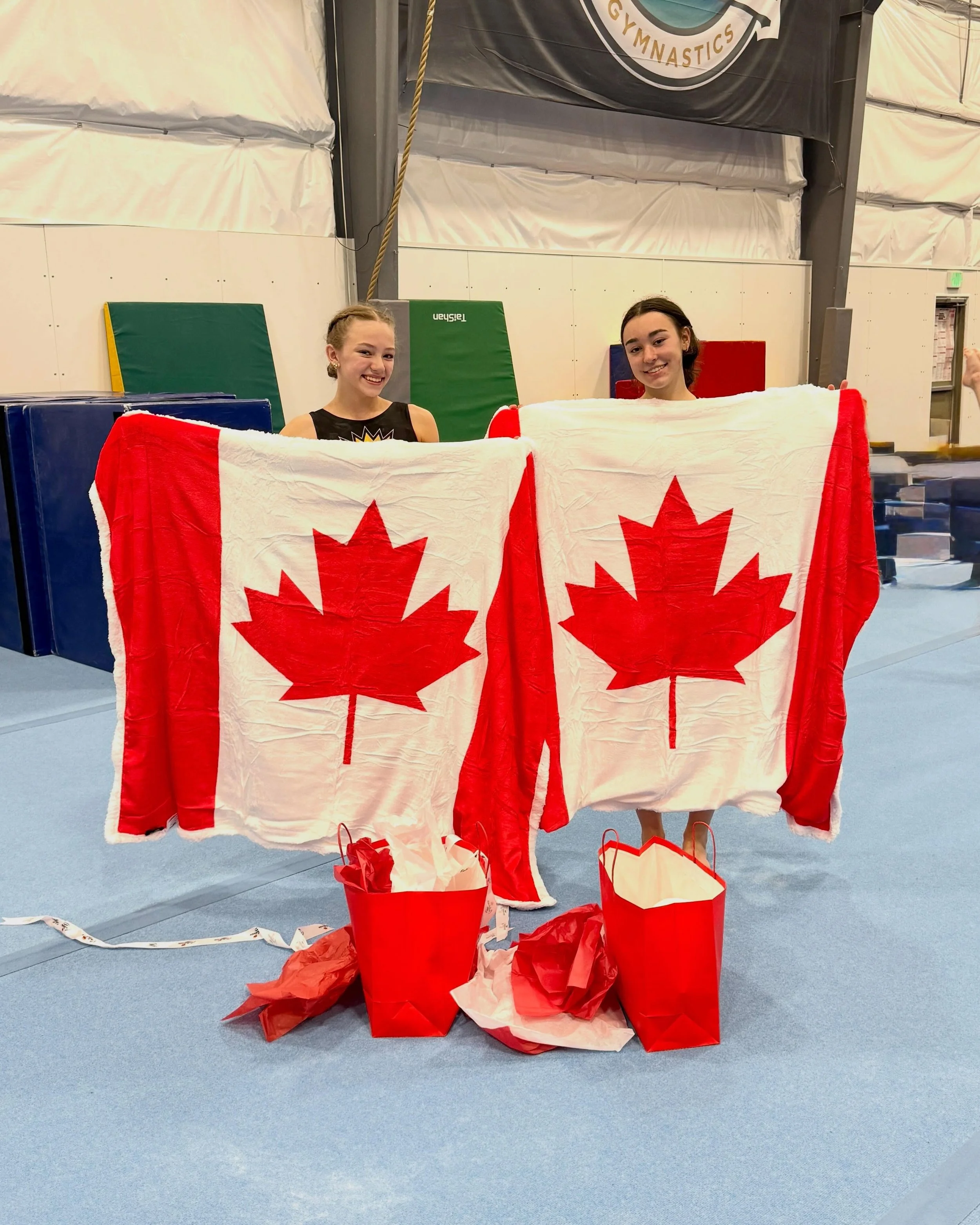 Sent Halle &amp; Finley off to Canadian Championships this week with good vibes and some cozy gifts!✨

Train to Reign, eh?!👑

@gymbug.halle2031 @finley_young2029
