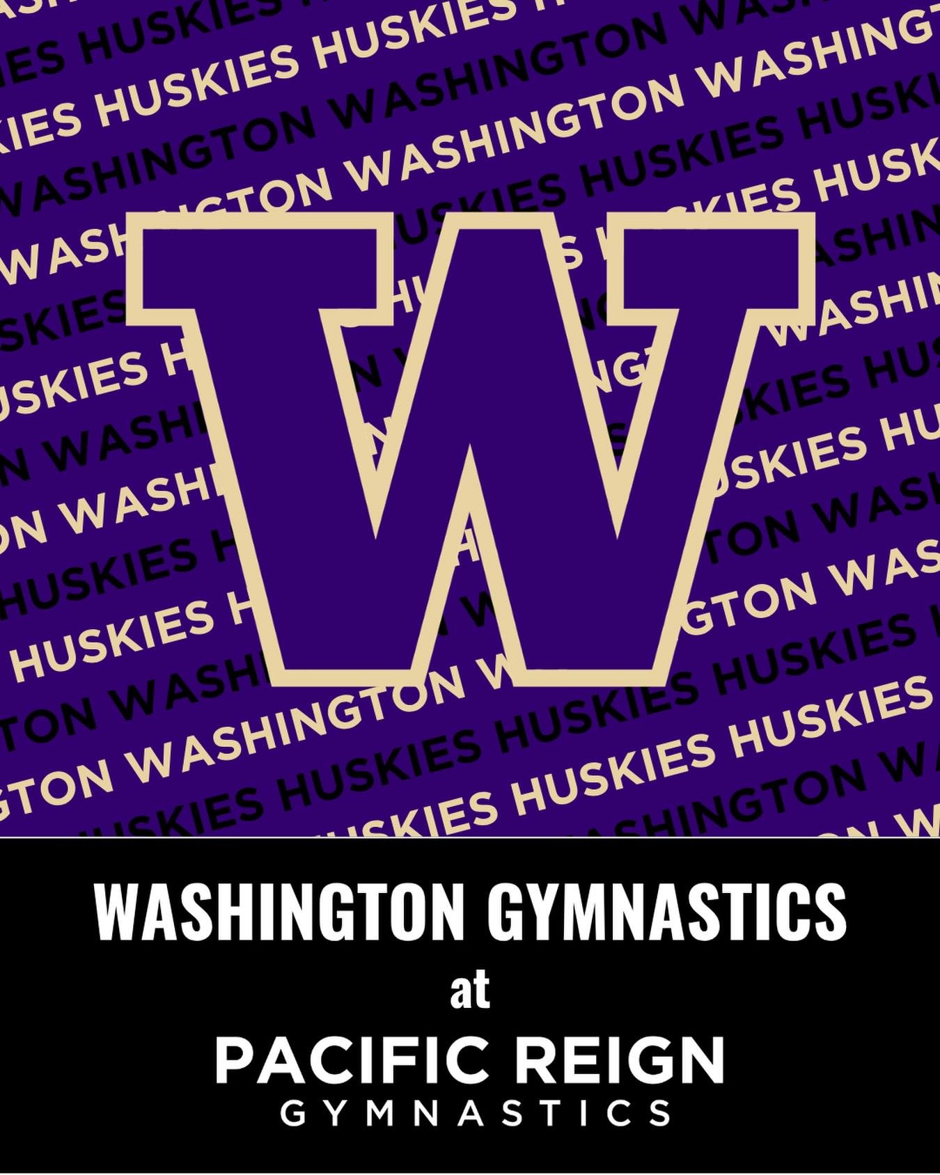 The @uwgymnastics Huskies are in the house today to watch team practice! Thank you @gymcoachg for coming to hang out with us! #NCAAGym #collegerecruiting #NCAArecruit #Train2Reign👑