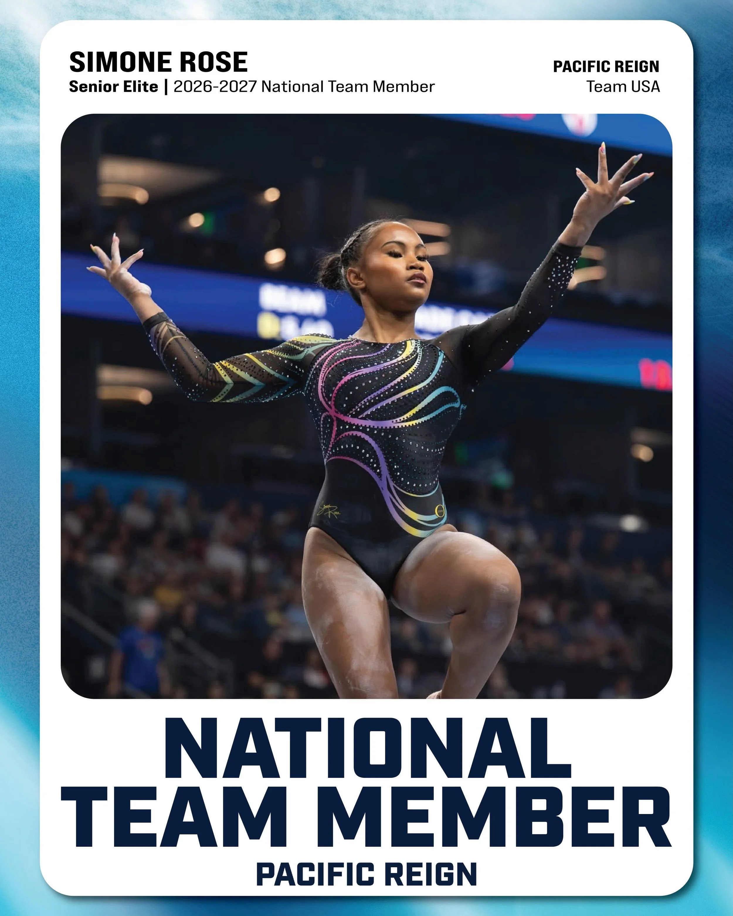 SIMONE ROSE - 2026-2027 U.S. SENIOR NATIONAL TEAM MEMBER!✨

Simone showed up in Phoenix and embodied #RiseAbove. We are so proud of you @simonerosegymnast_! #Train2Reign👑