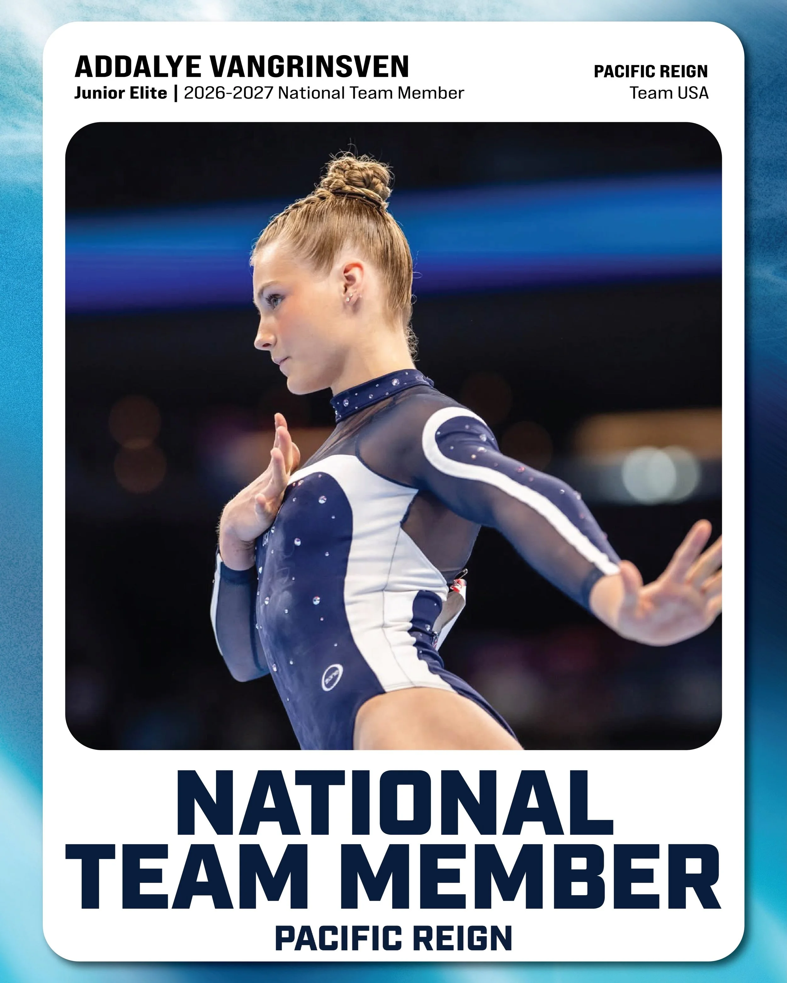 ADDALYE VANGRINSVEN - 2026-2027 U.S. JUNIOR NATIONAL TEAM MEMBER!✨

Addalye absolutely shined this weekend in Phoenix and even upgraded with some new difficulty while she did. We are so happy for you @addalye! #Train2Reign👑